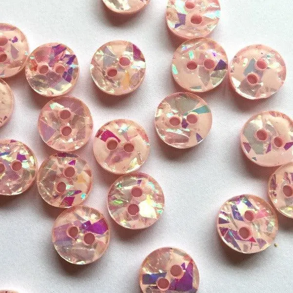 10mm - Pale Pink Sparkly Button