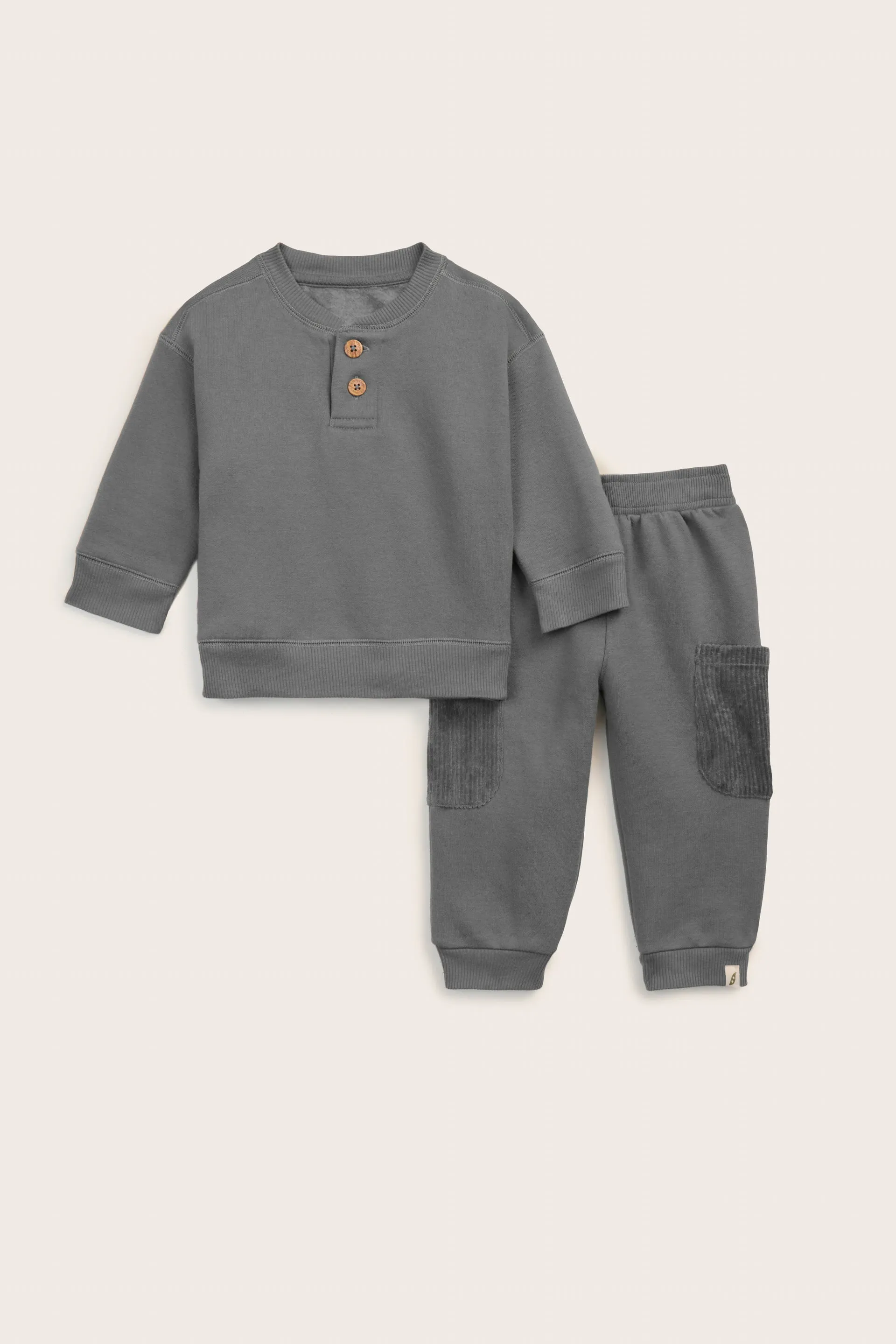 2-Piece Organic Cotton Mix Media Sweatshirt and Jogger Set