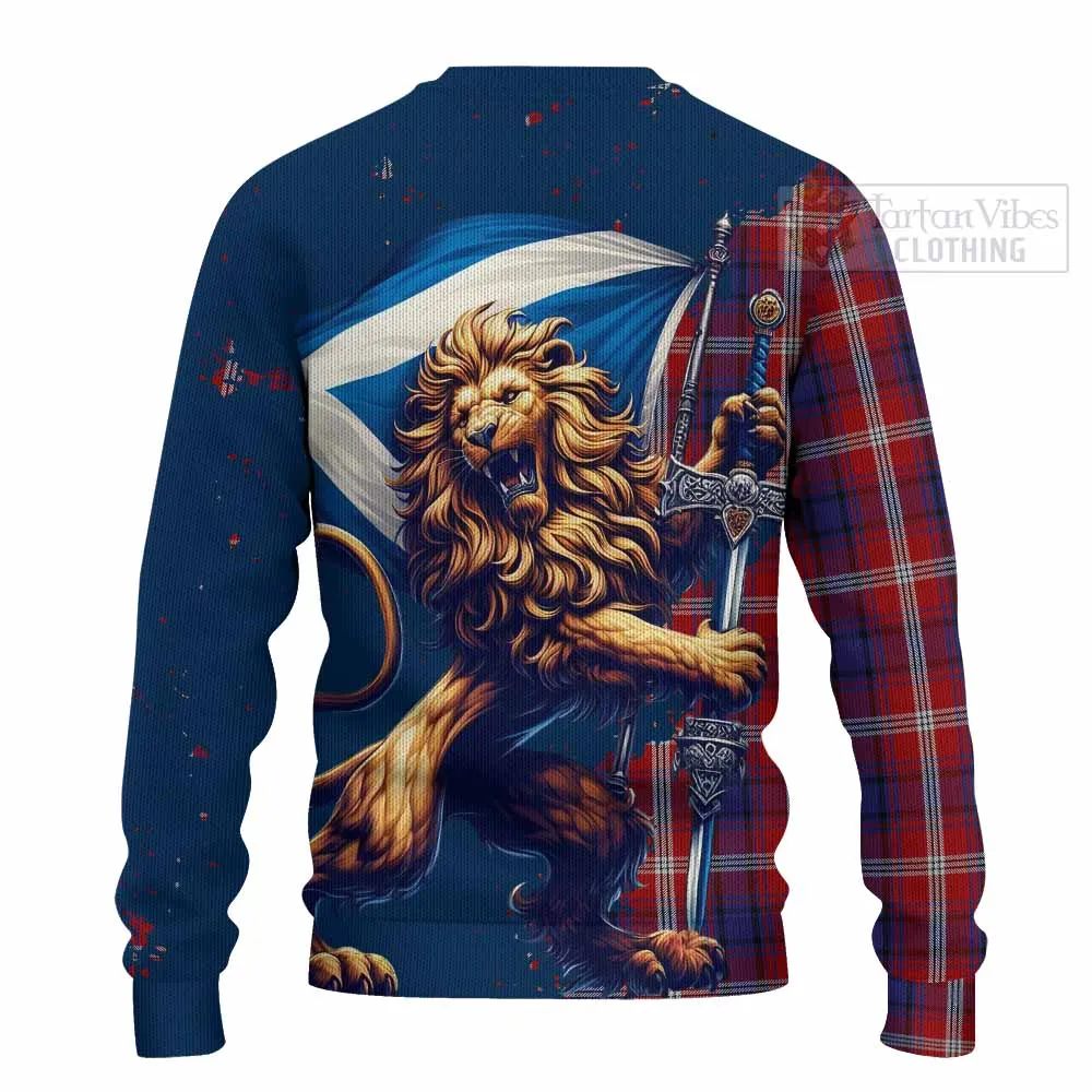 Ainslie Tartan Family Crest Knitted Sweater with Scottish Majestic Lion