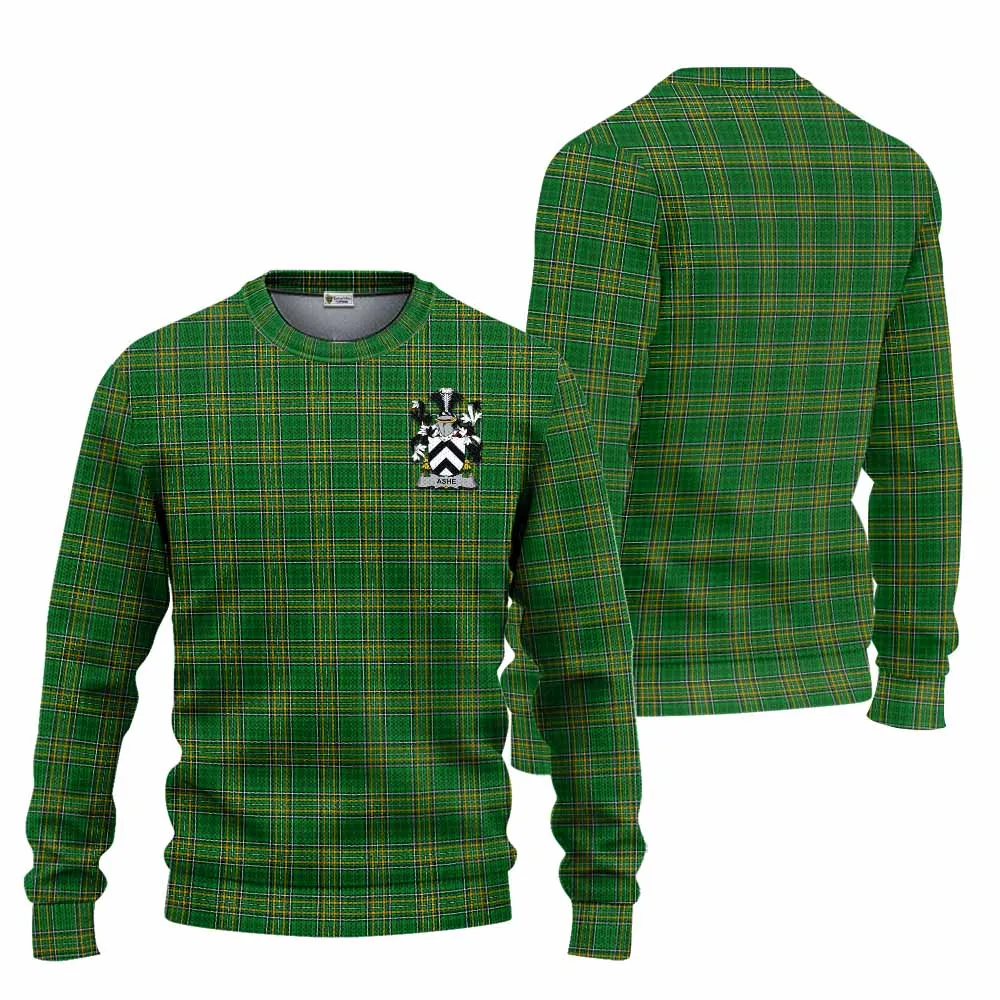 Ashe Irish Clan Tartan Knitted Sweater with Coat of Arms