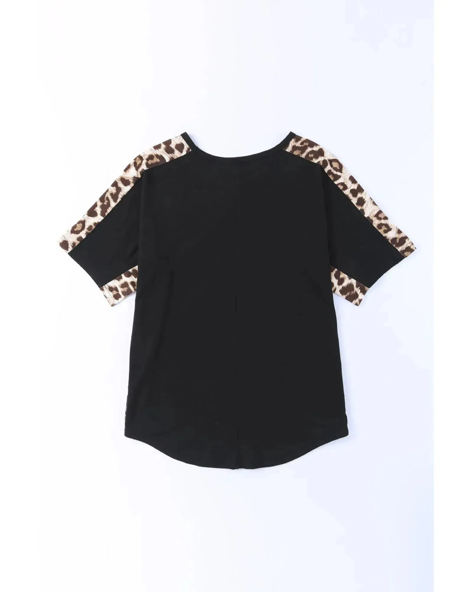 Azura Exchange Leopard Splicing Short Sleeve T-Shirt - S