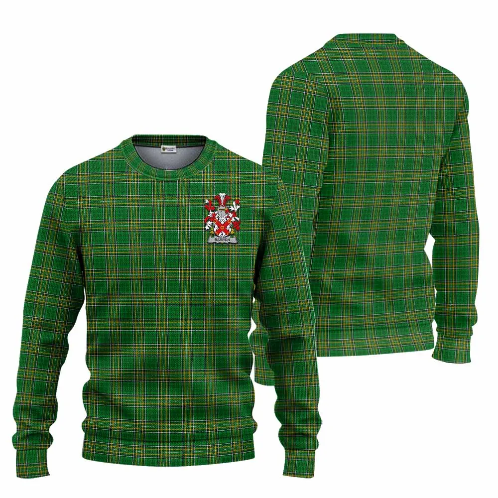 Barron Irish Clan Tartan Knitted Sweater with Coat of Arms