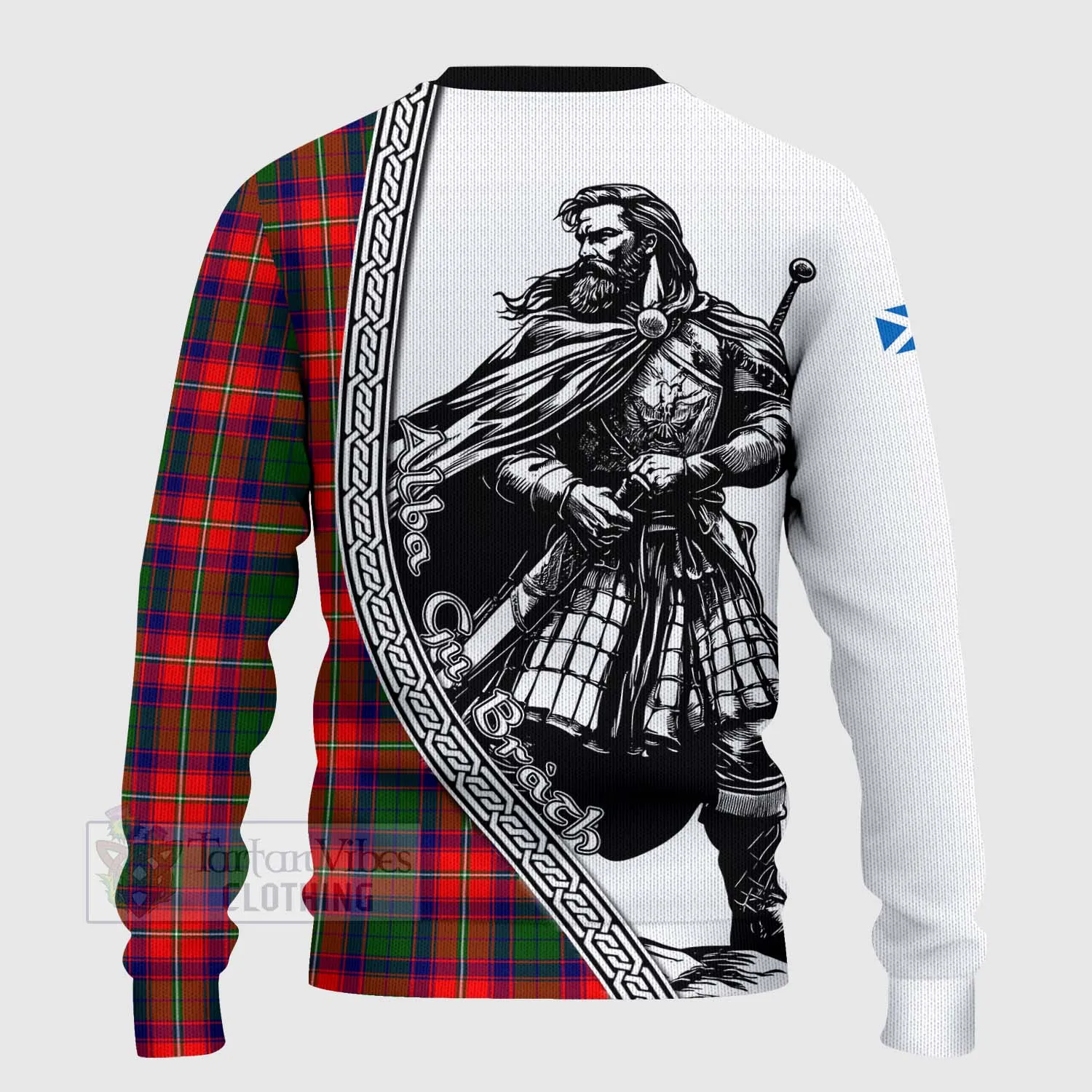 Belshes (Belsches) Tartan Clan Crest Knitted Sweater with Highlander Warrior Celtic Style