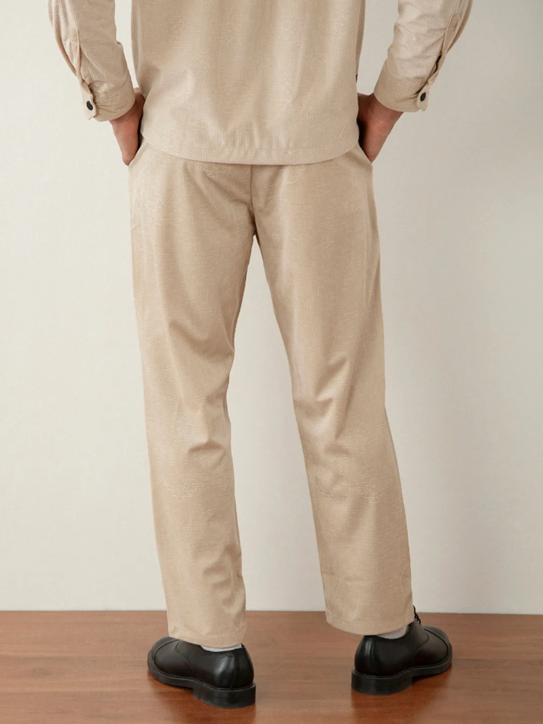 Biege Corduroy-Jacquard Pants