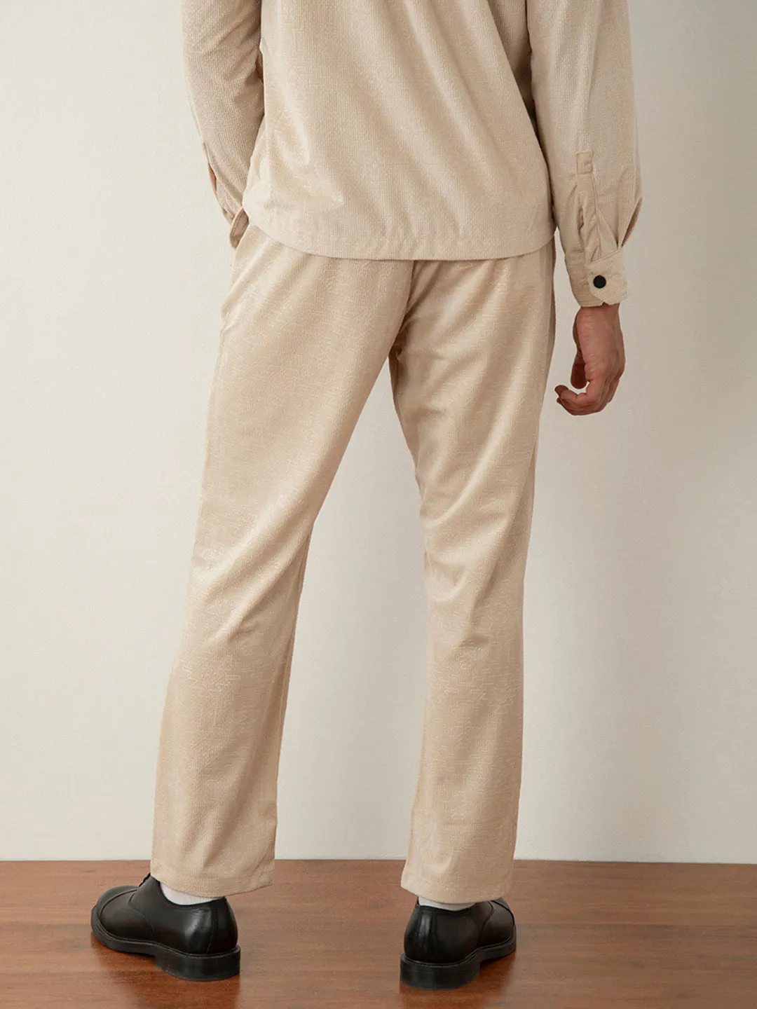 Biege Corduroy-Jacquard Pants