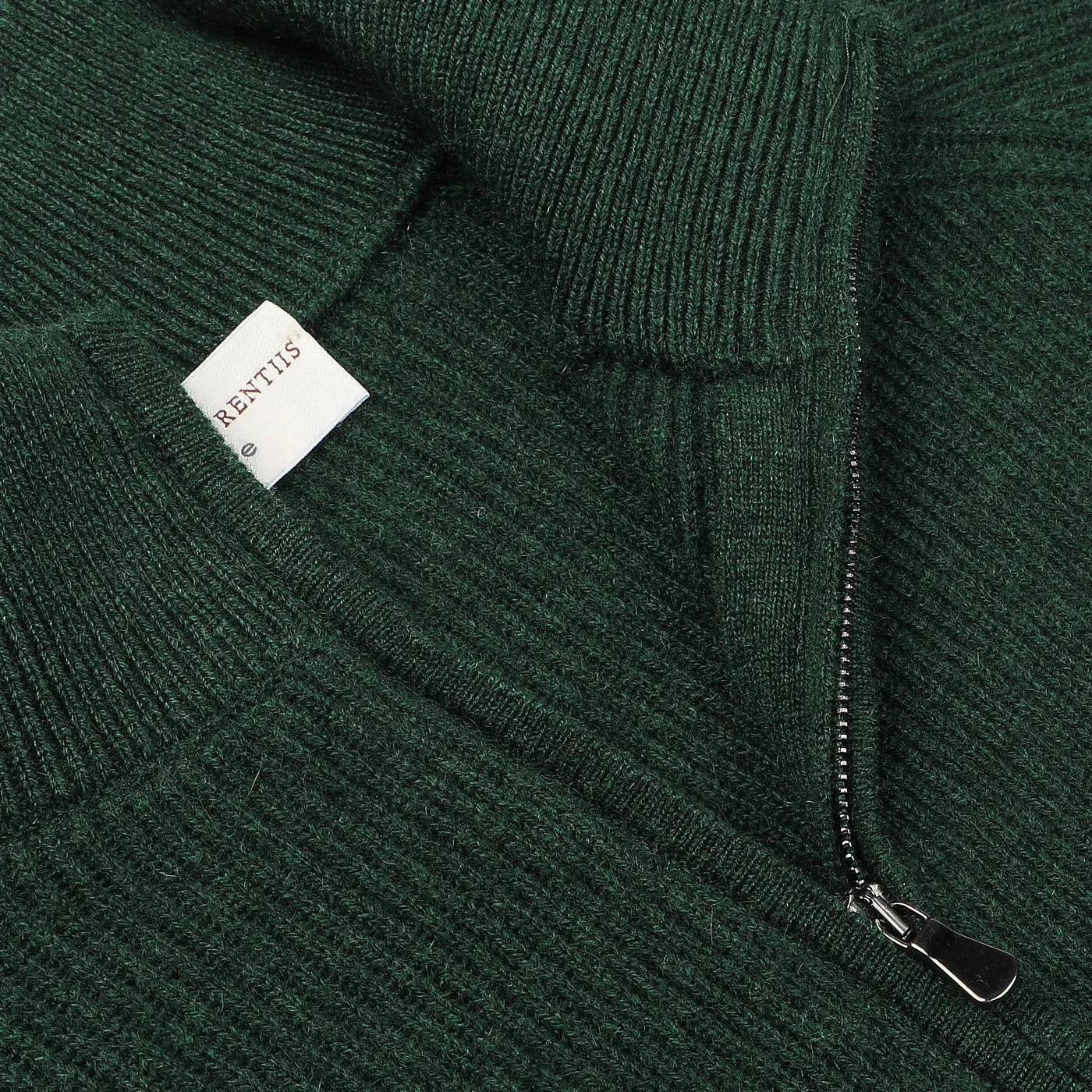 Bottle Green Cashmere Rib Knit Cardigan