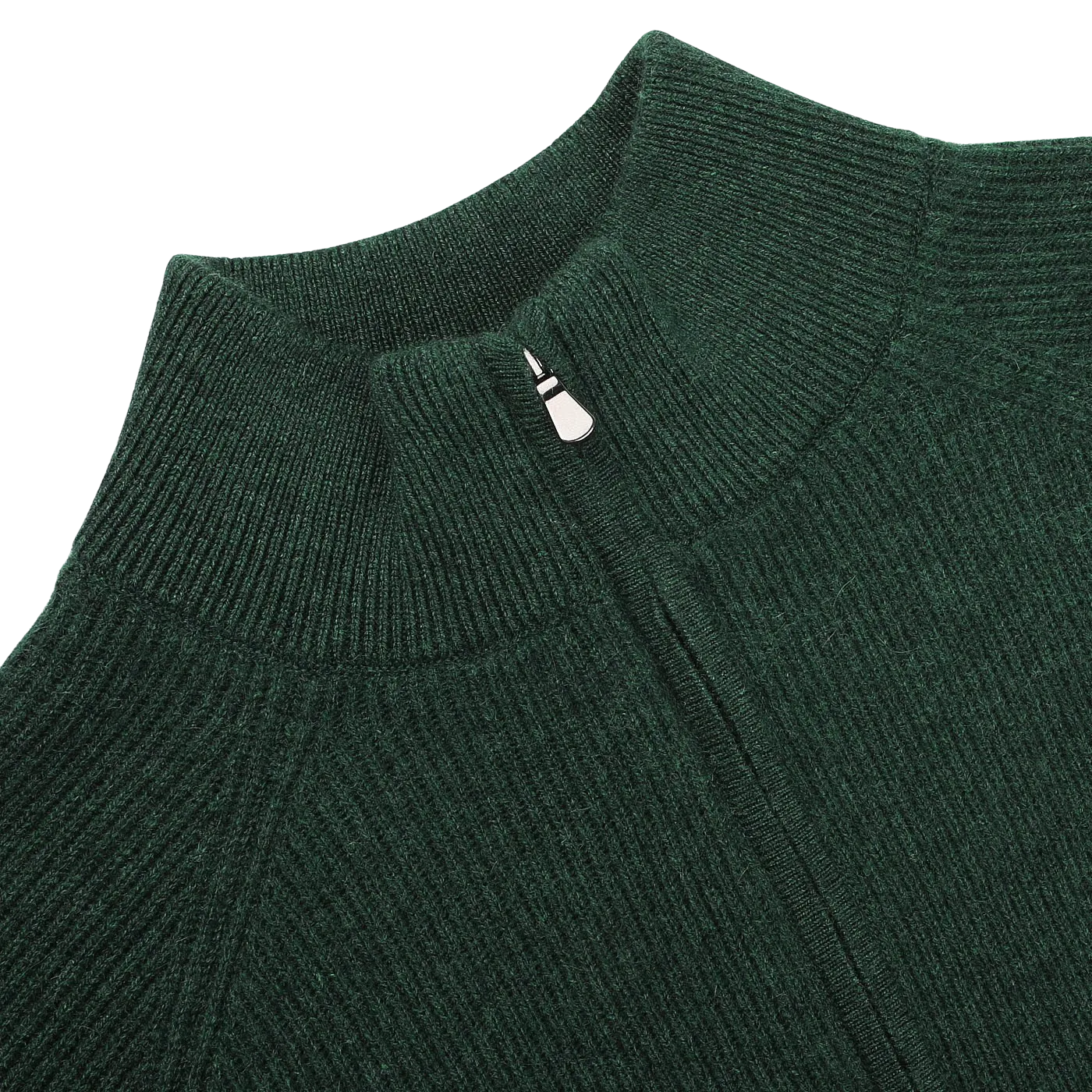 Bottle Green Cashmere Rib Knit Cardigan