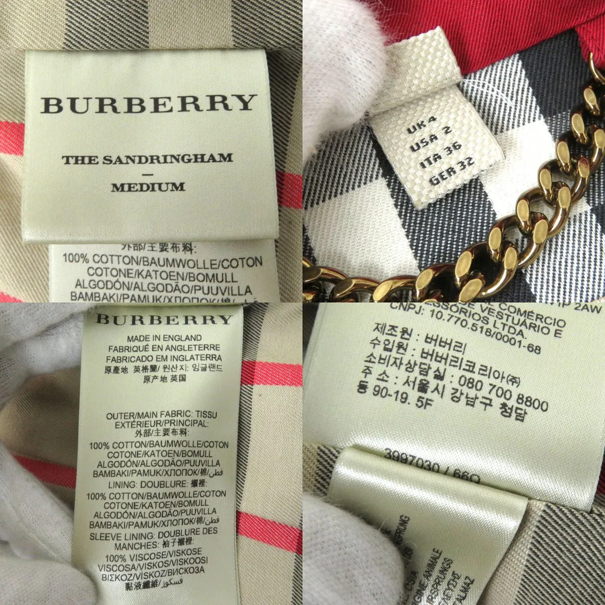 Burberry Sandringham Trench Coat Red 36