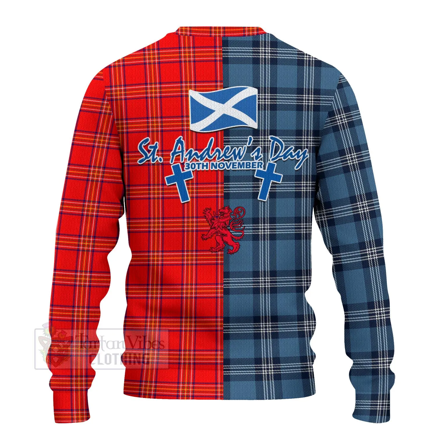 Burnett Tartan Knitted Sweater Happy St. Andrew's Day Half Tartan Style