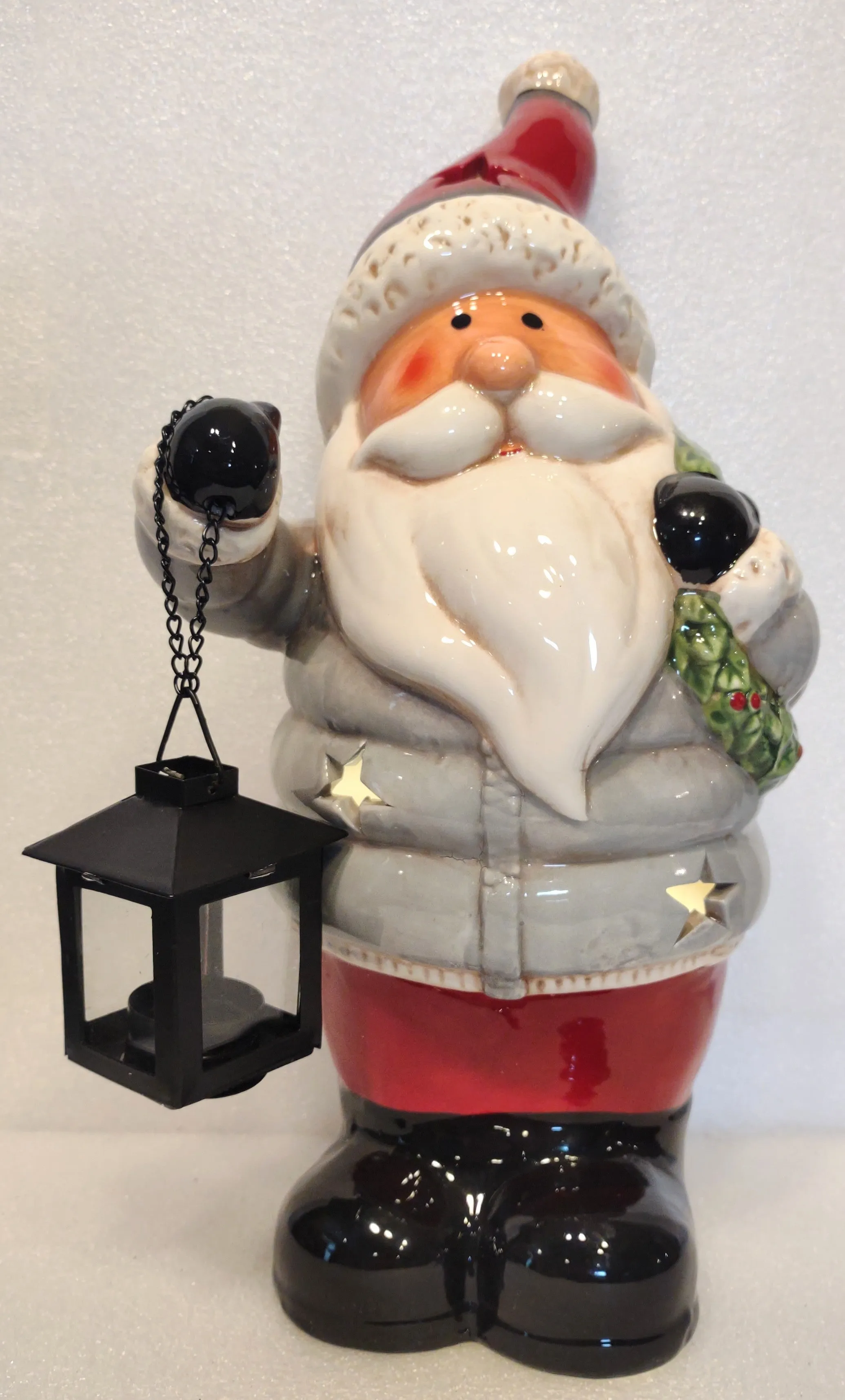 Ceramic Light Up Puffy Jacket Santa/Snowman Figurine Assortment