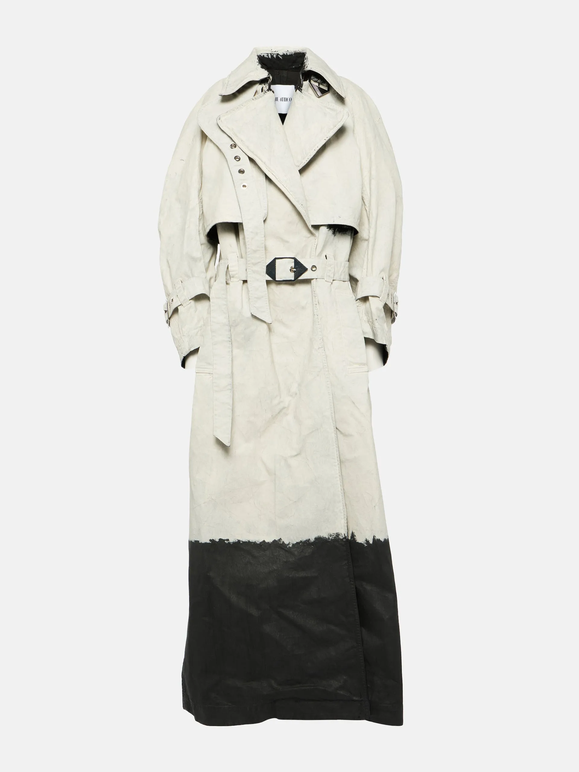 Coated denim trench coat