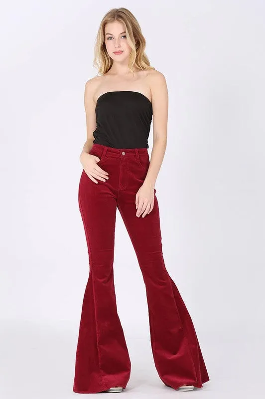 Cowgirl Corduroy Flare Pants Wine