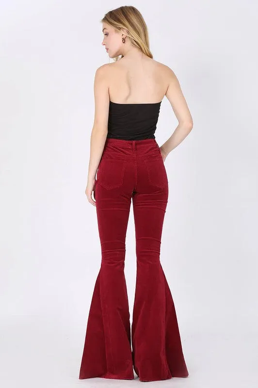 Cowgirl Corduroy Flare Pants Wine