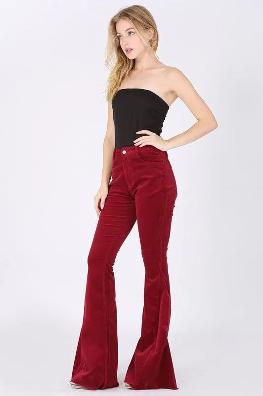 Cowgirl Corduroy Flare Pants Wine