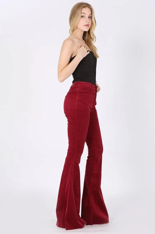 Cowgirl Corduroy Flare Pants Wine