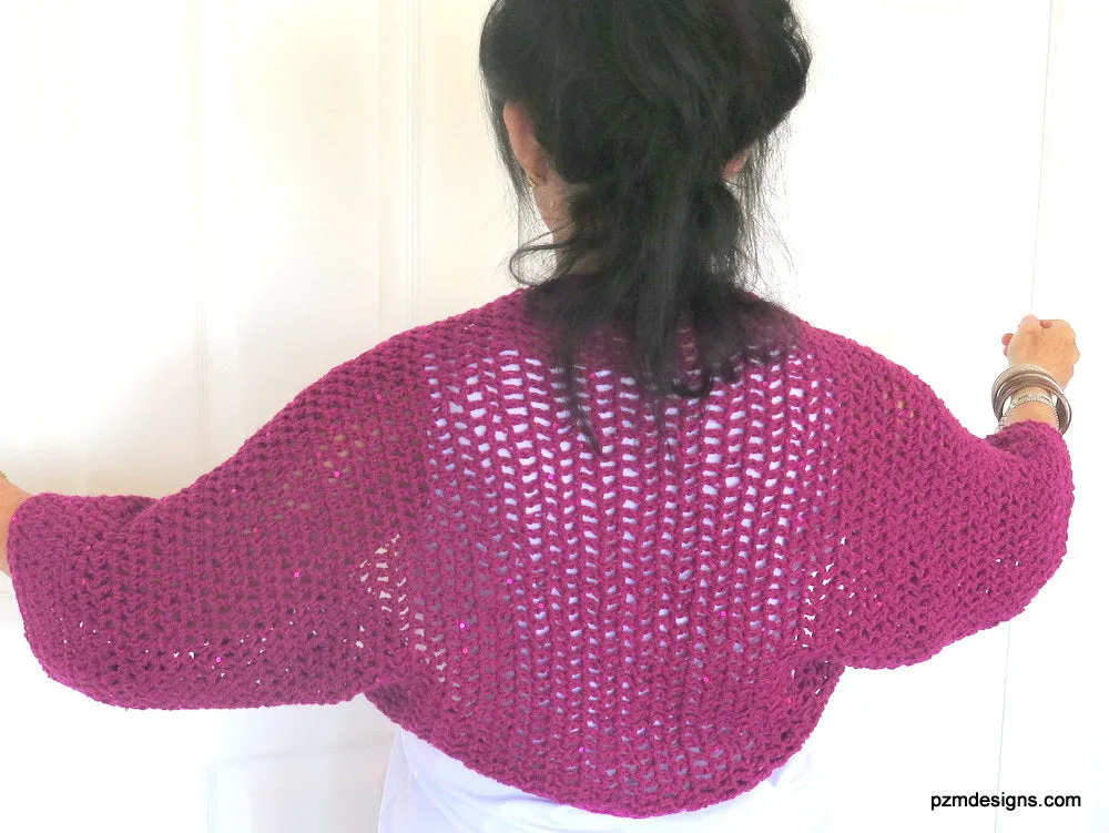 Dark Pink Sequin Shrug, Plum Purple Evening Wrap, Gift for Her