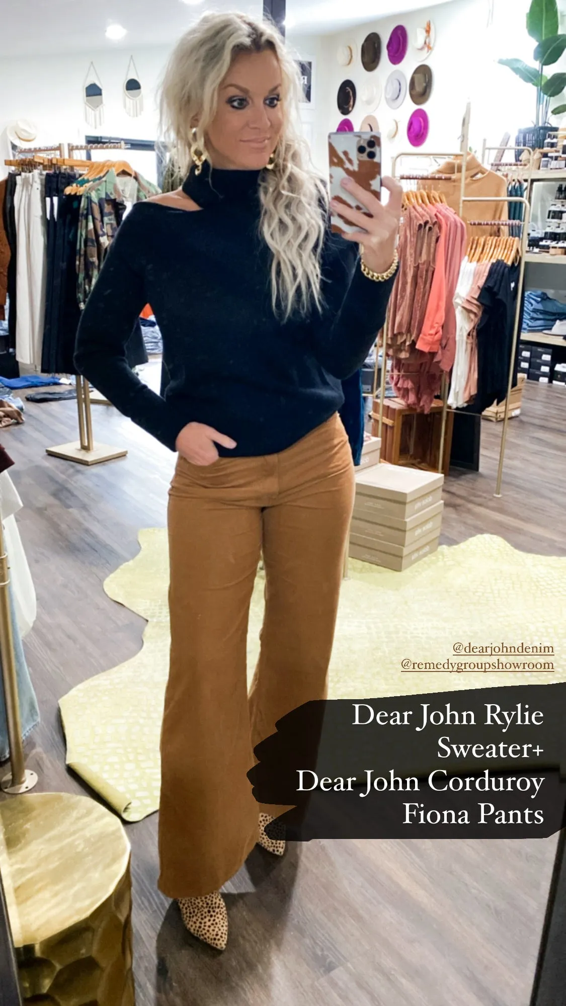 Dear John 'Fiona' Wide Leg Super High Rise Corduroy Pants in Dark Tan