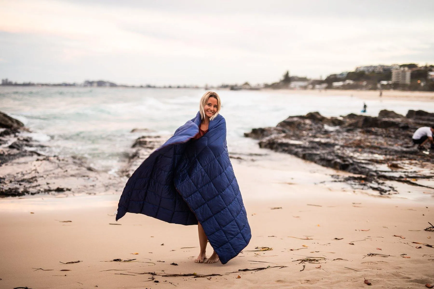 Deep Ocean Blue Sustainable Down - Puffy Blanket