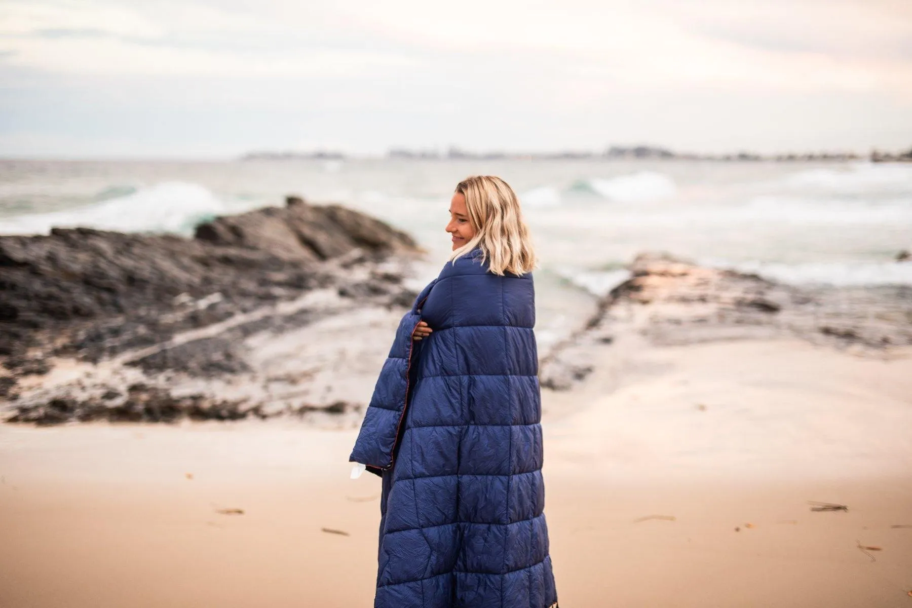 Deep Ocean Blue Sustainable Down - Puffy Blanket