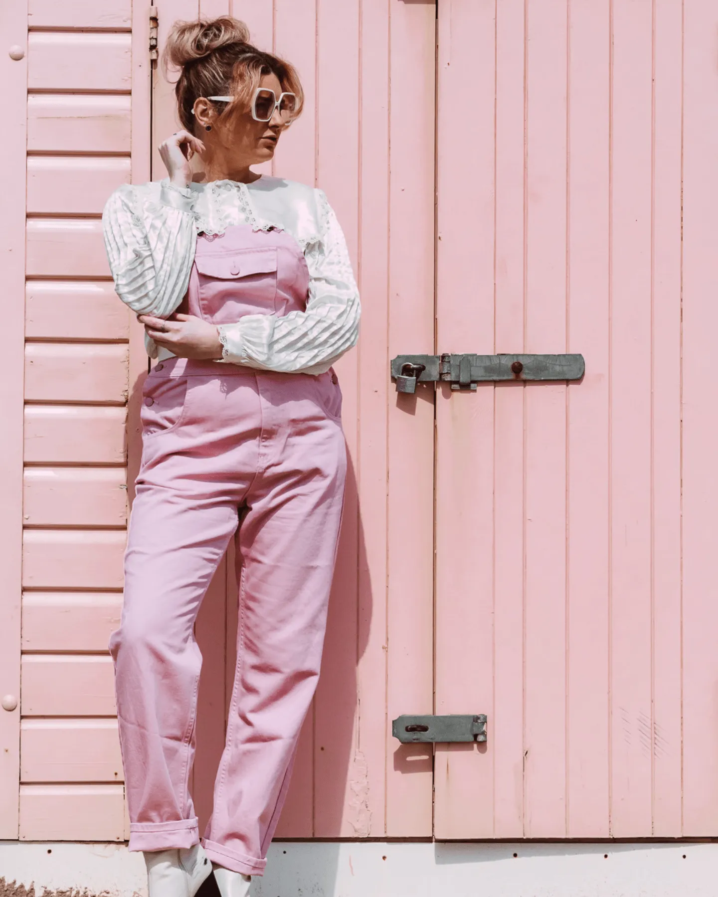 Denim Bib & Brace Dungaree Dusty Pink