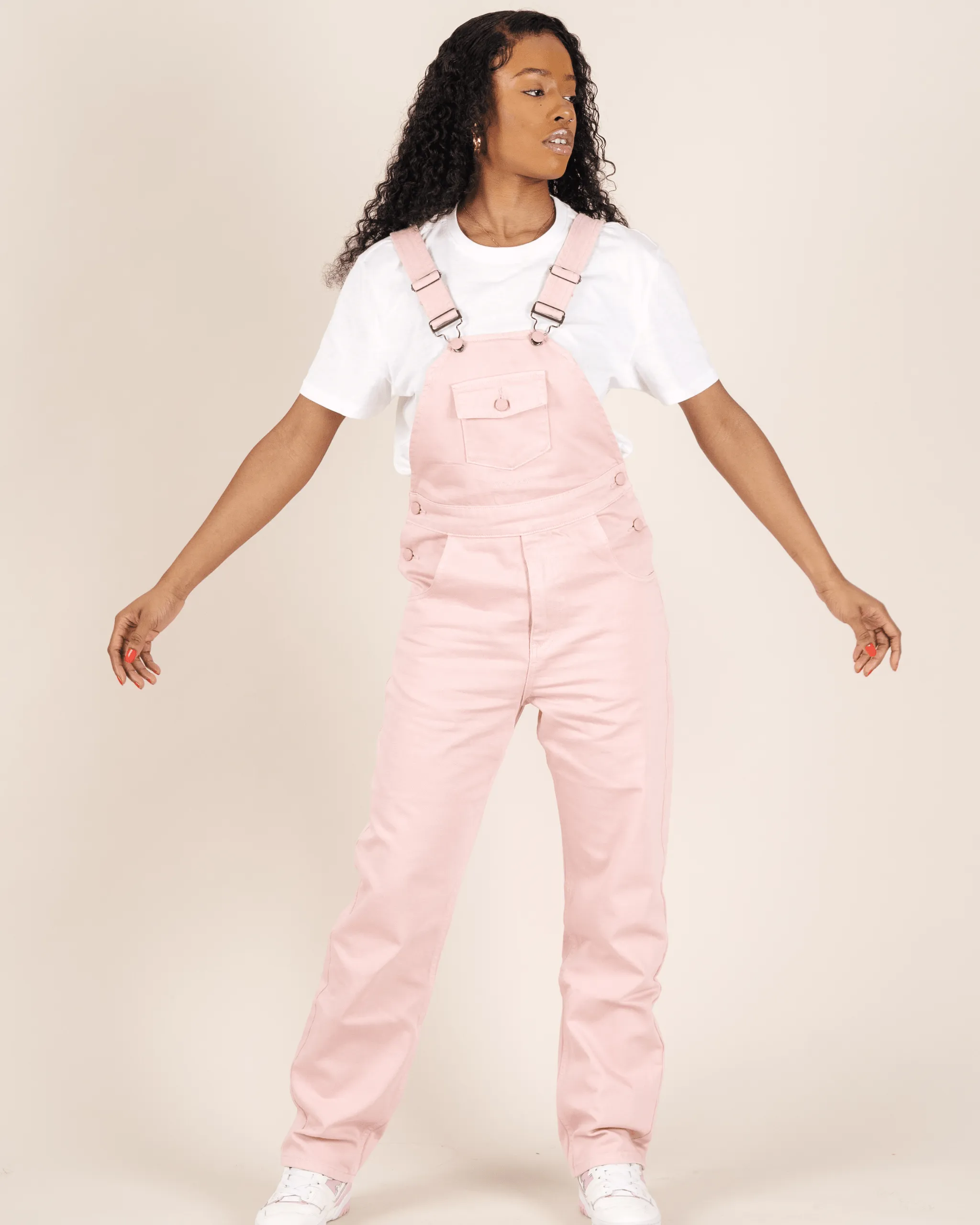 Denim Bib & Brace Dungaree Dusty Pink