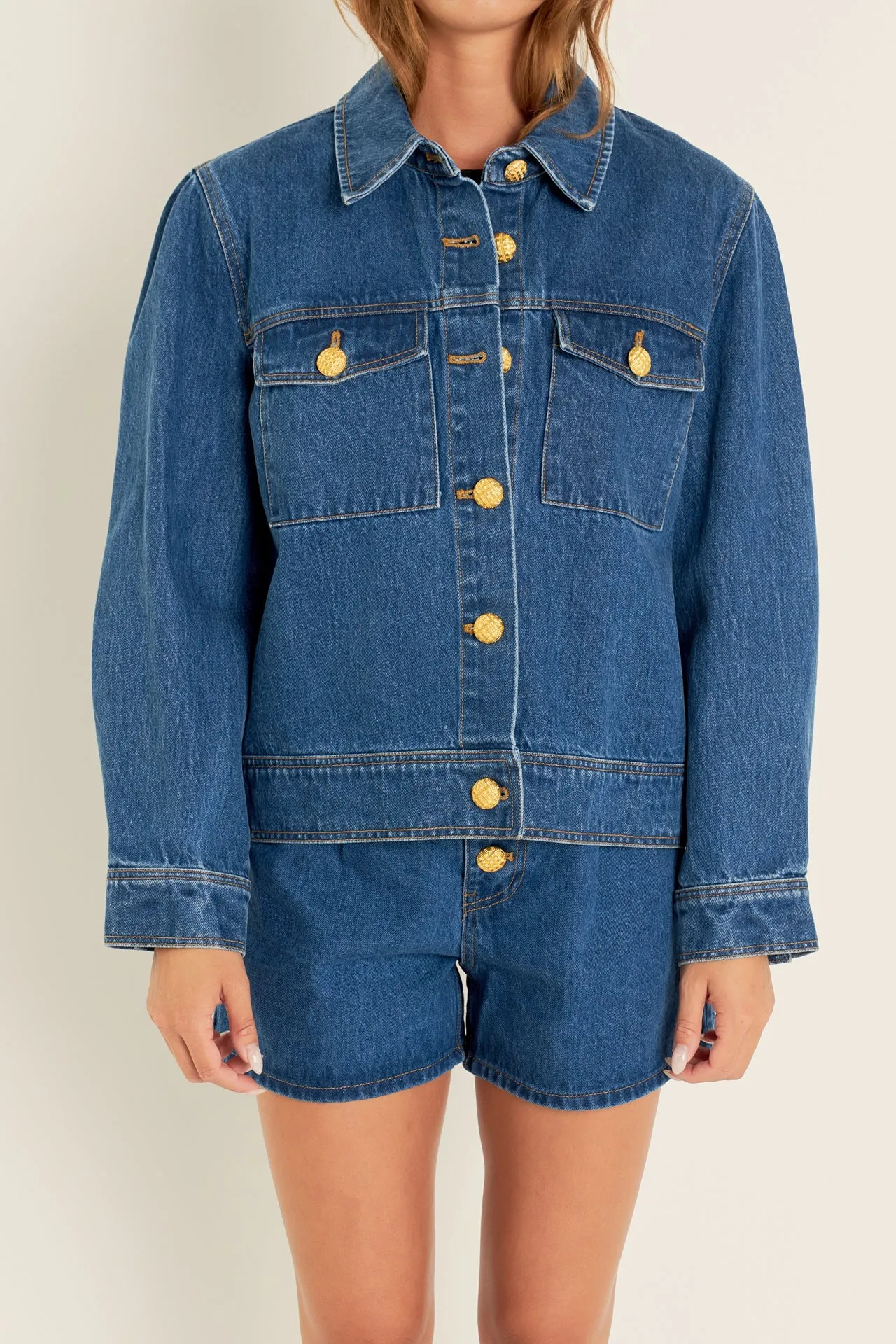 Denim Jacket With Brass Buttons