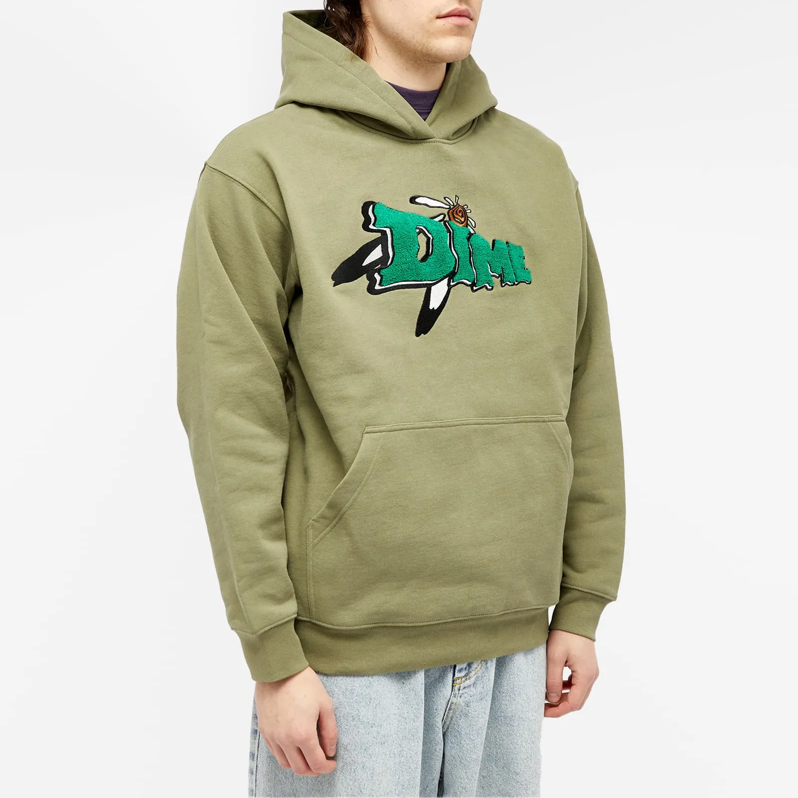 Dime Encino Chenille Hoodie, Army Green