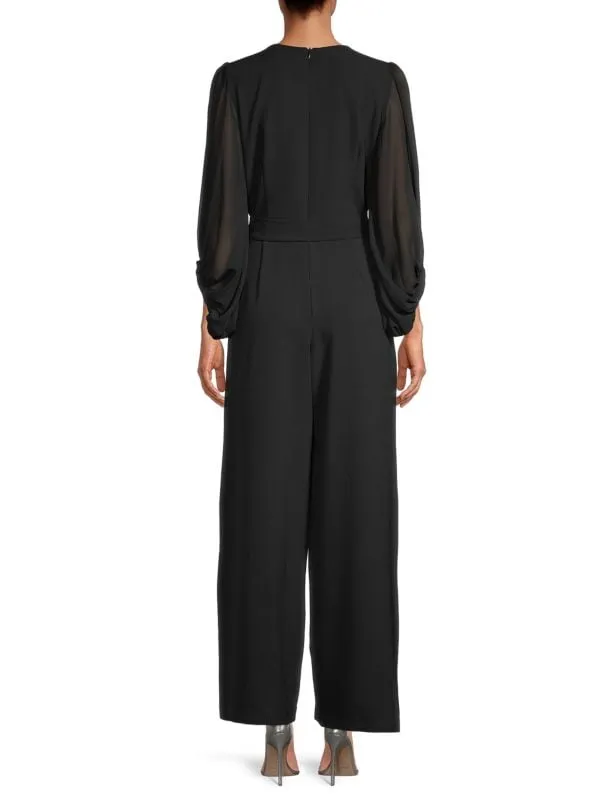 Donna Ricco Black Wrap Jumpsuit