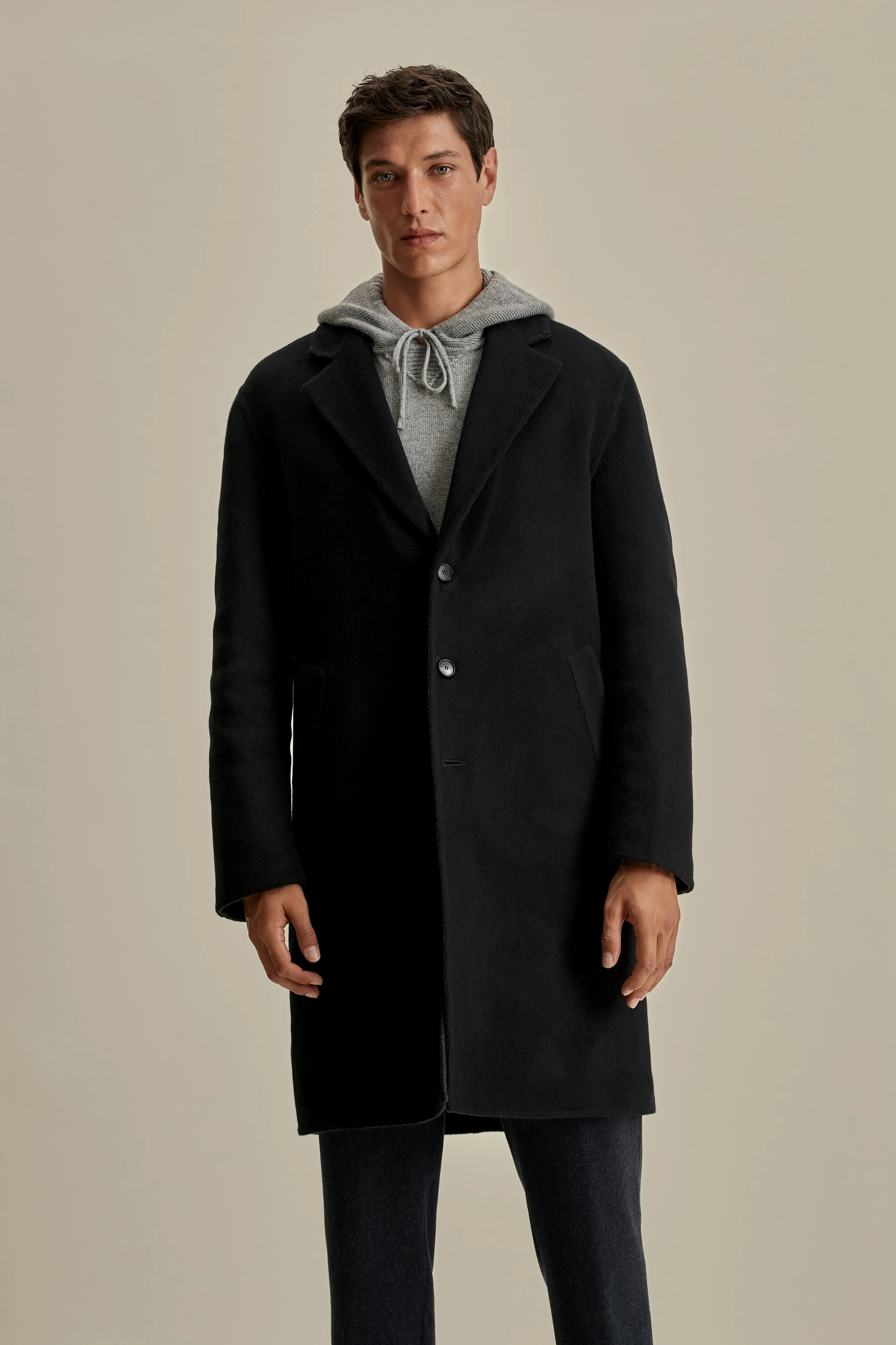 Double Faced Cashmere Single Breasted Overcoat