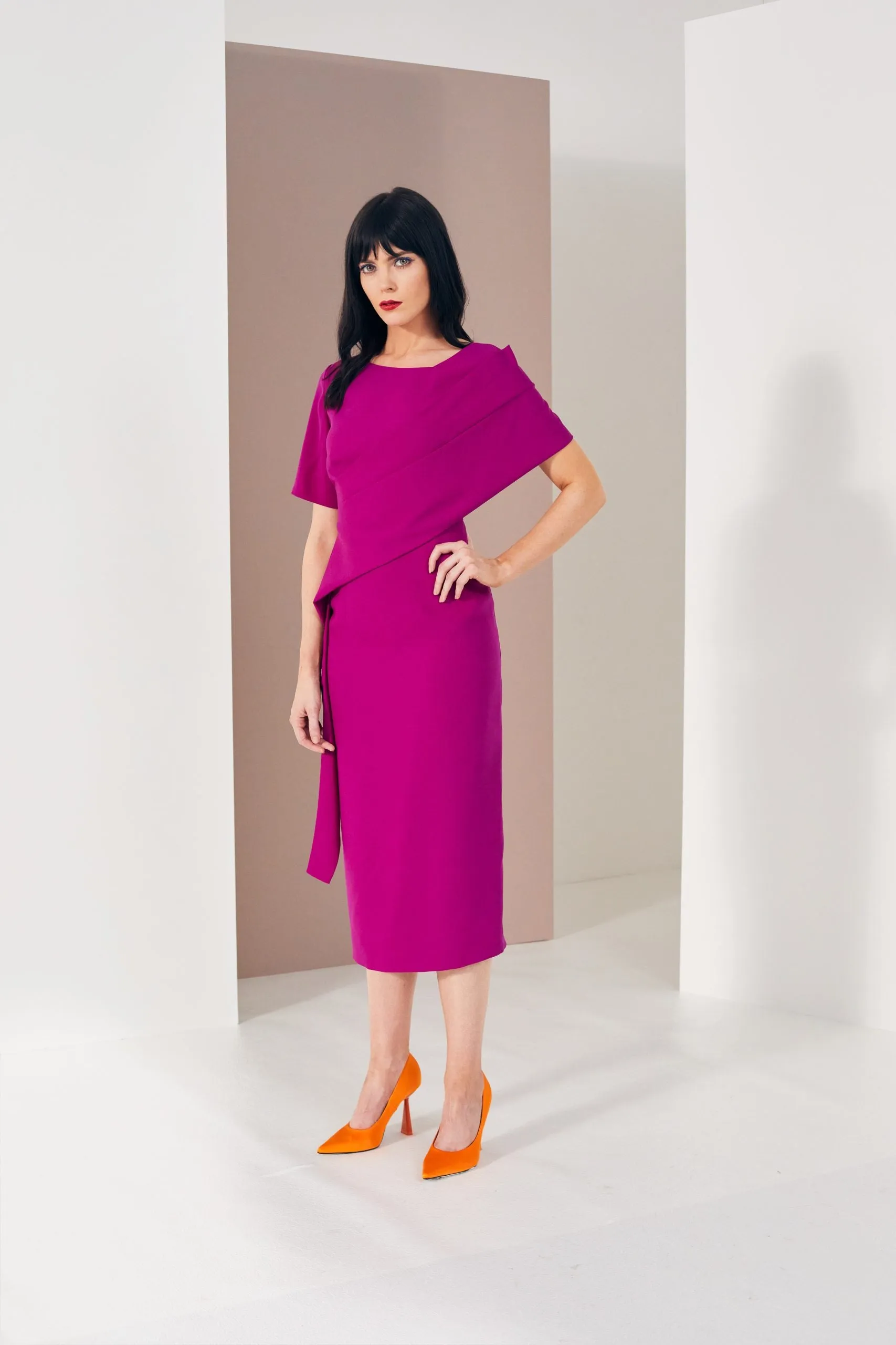 Drape front dress by Kate Cooper Kc23127 Magenta