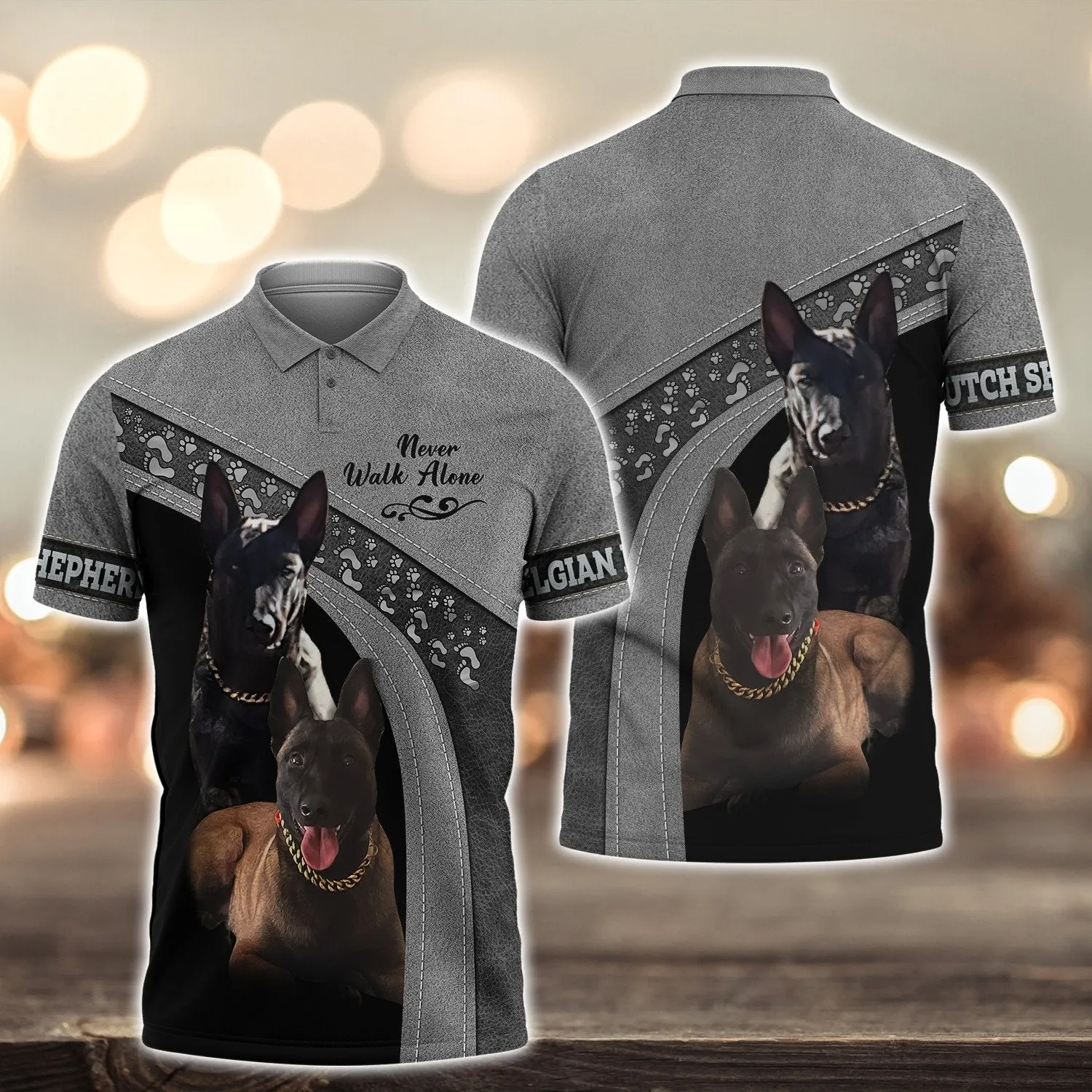 Dutch Shepherd And Belgian Malinois Never Walk Alone 3D Full Print Shirts, Dog Memorial Gifts for loss of Dog