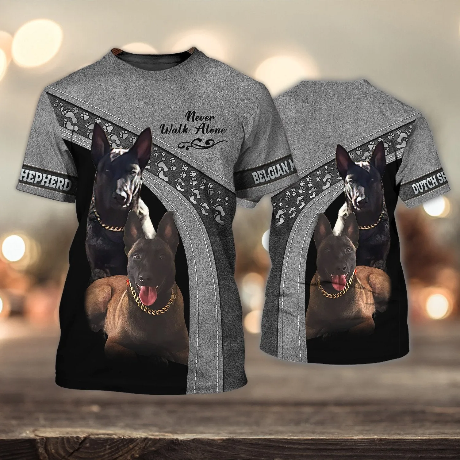 Dutch Shepherd And Belgian Malinois Never Walk Alone 3D Full Print Shirts, Dog Memorial Gifts for loss of Dog