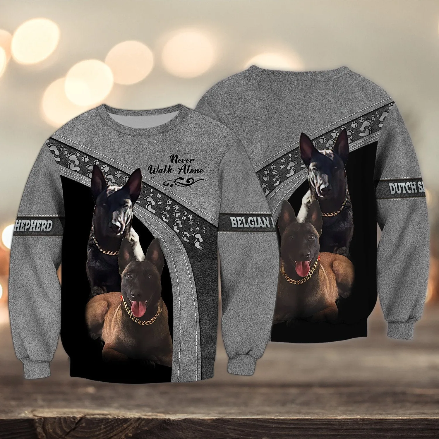 Dutch Shepherd And Belgian Malinois Never Walk Alone 3D Full Print Shirts, Dog Memorial Gifts for loss of Dog