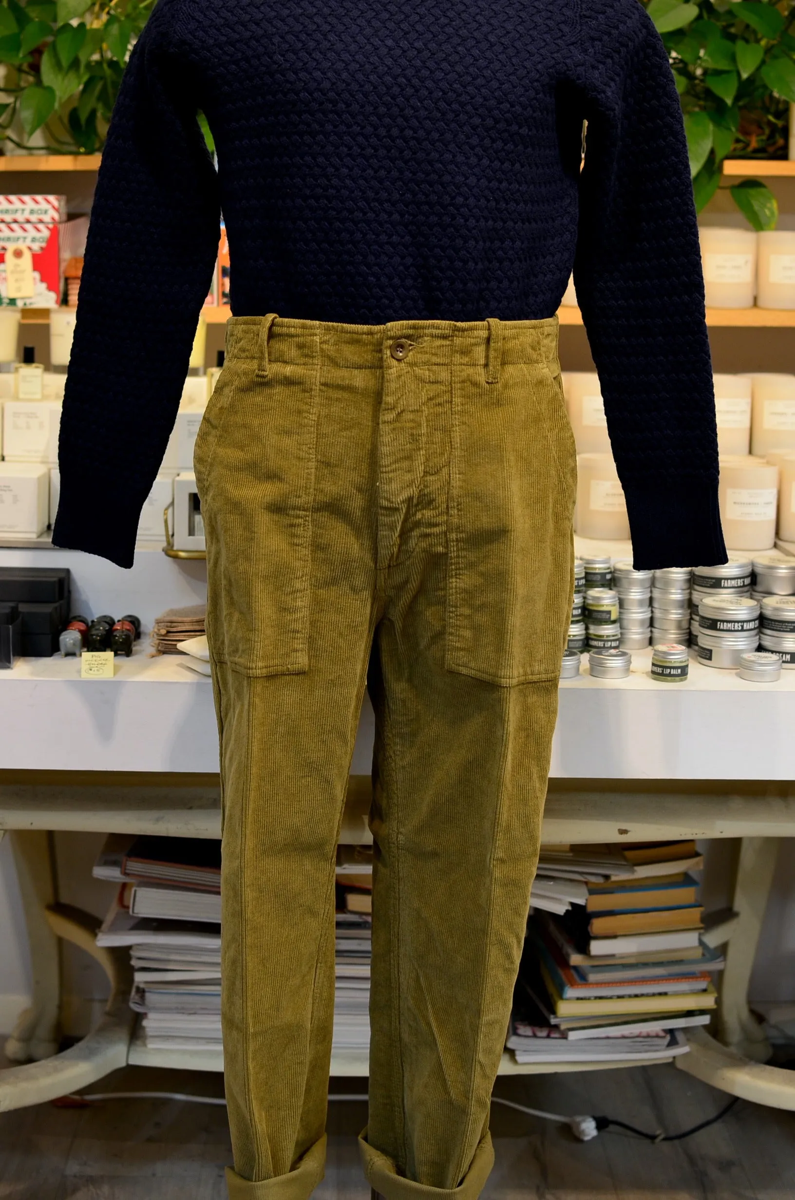 EAST HARBOUR SURPLUS - TEXAS CORDUROY FATIGUE PANTS (GREEN)