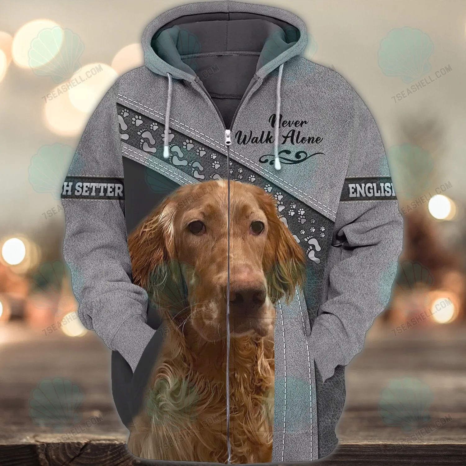 English Setter Love Never Walk Alone 3D Full Print Shirts, Christmas Dog Memorial Gifts for loss of Dog