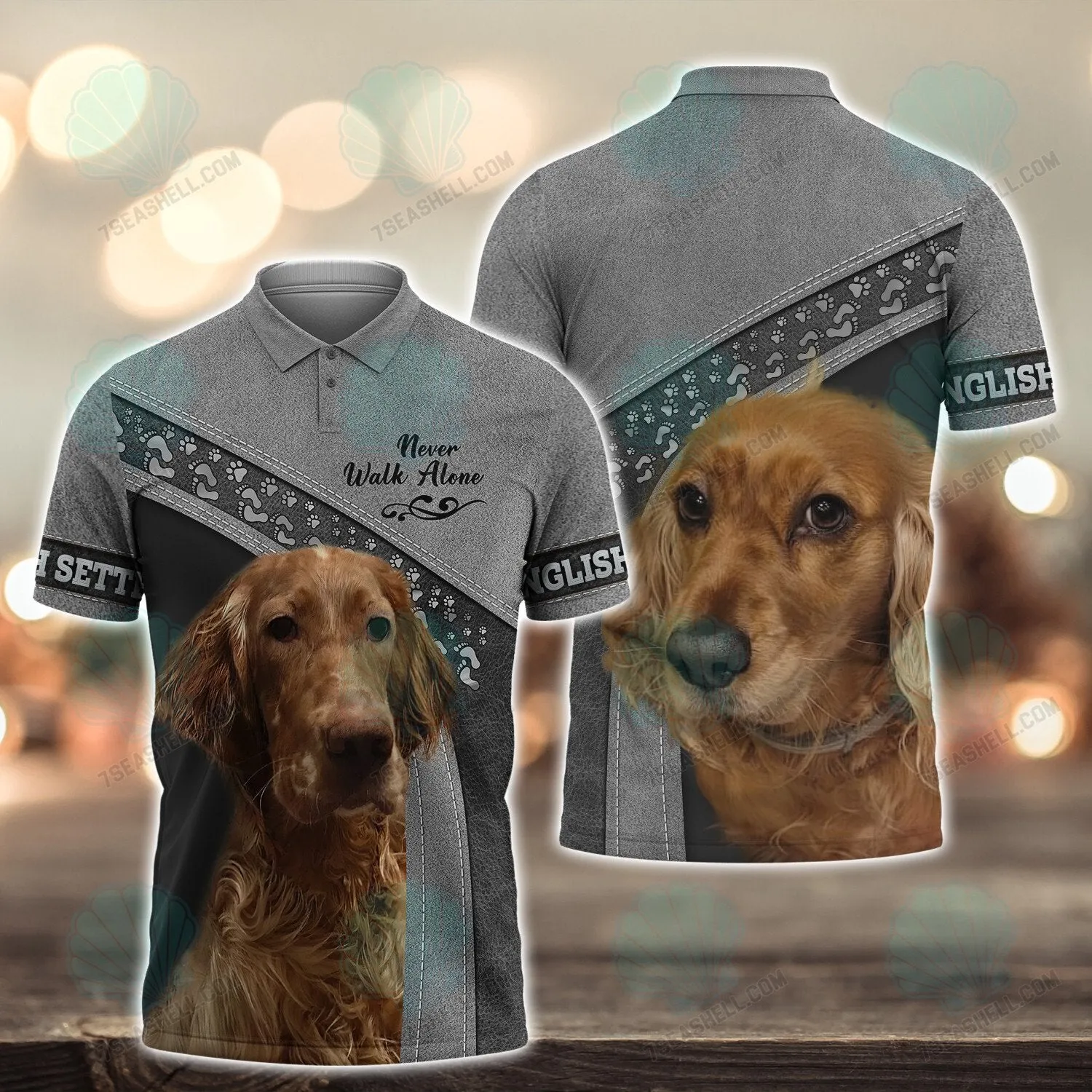 English Setter Love Never Walk Alone 3D Full Print Shirts, Christmas Dog Memorial Gifts for loss of Dog