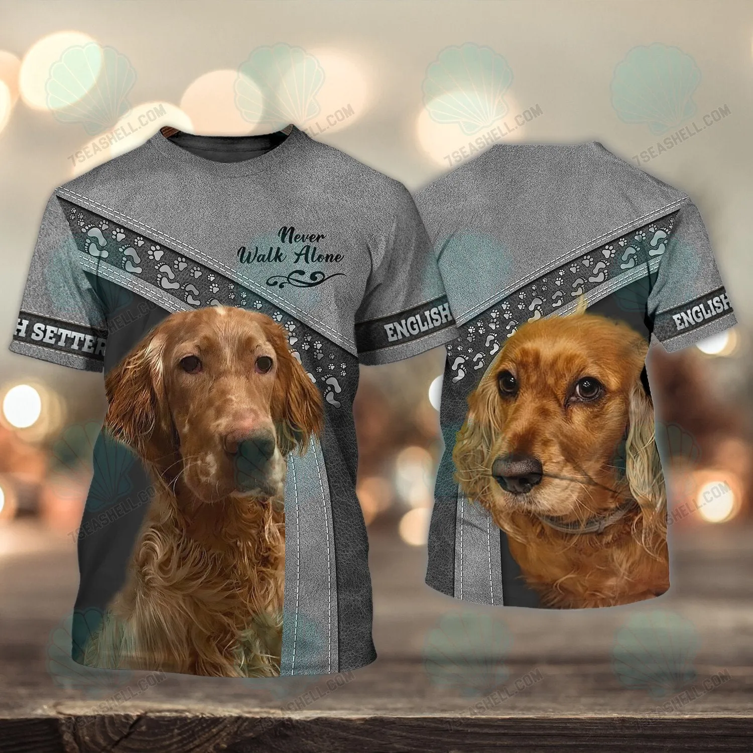 English Setter Love Never Walk Alone 3D Full Print Shirts, Christmas Dog Memorial Gifts for loss of Dog