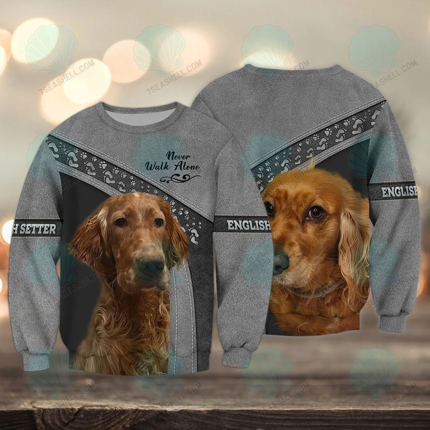 English Setter Love Never Walk Alone 3D Full Print Shirts, Christmas Dog Memorial Gifts for loss of Dog