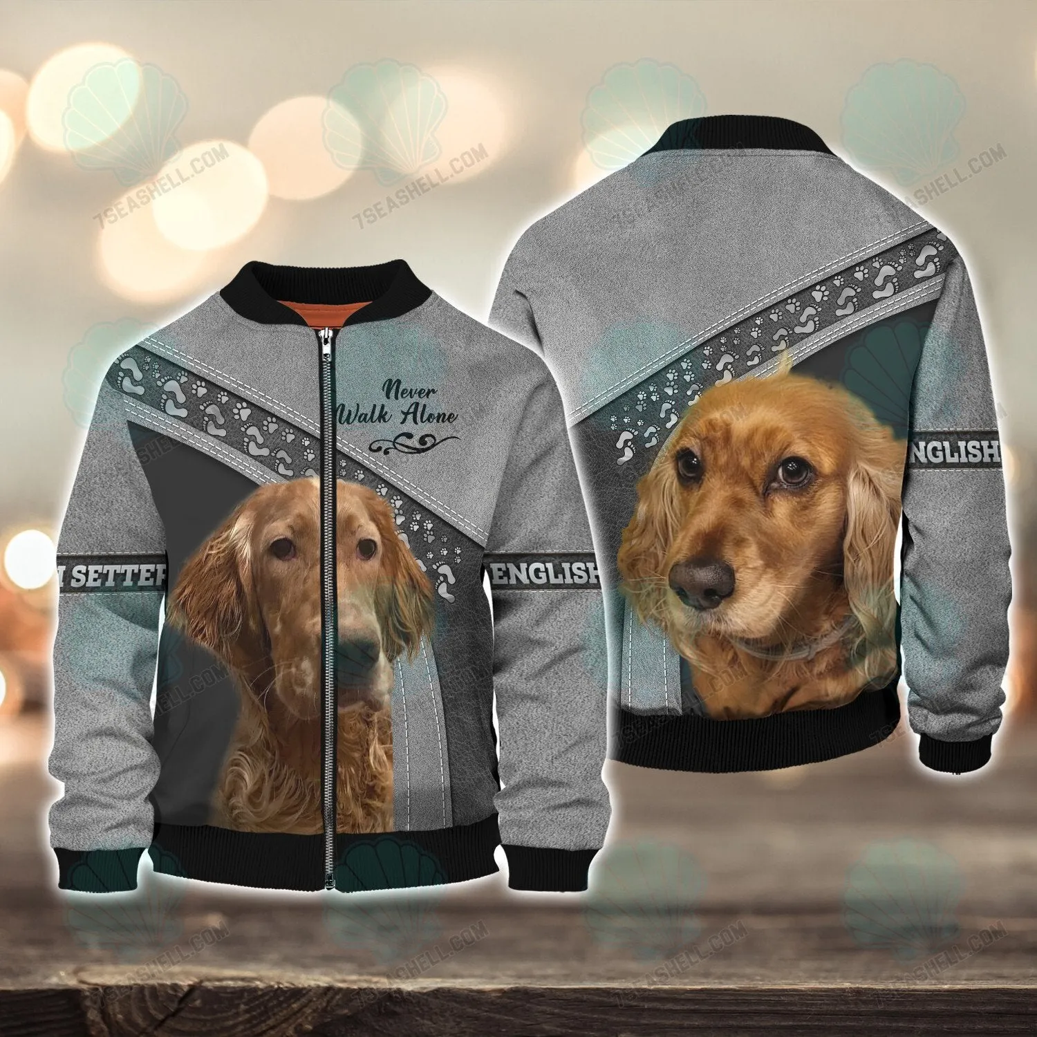 English Setter Love Never Walk Alone 3D Full Print Shirts, Christmas Dog Memorial Gifts for loss of Dog