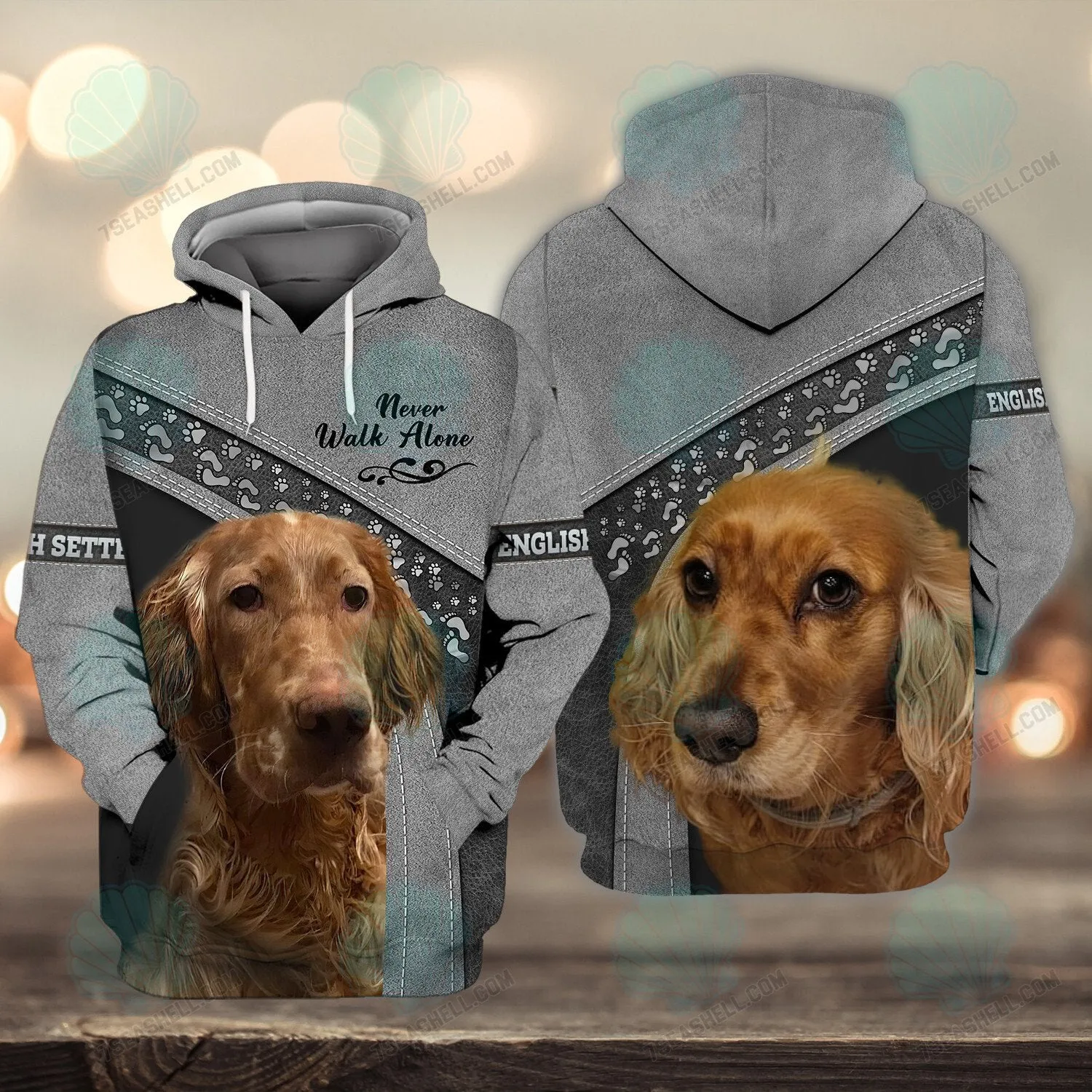 English Setter Love Never Walk Alone 3D Full Print Shirts, Christmas Dog Memorial Gifts for loss of Dog