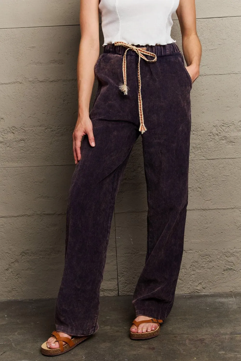 Faith Corduroy Straight Fit Pants in Midnight Navy