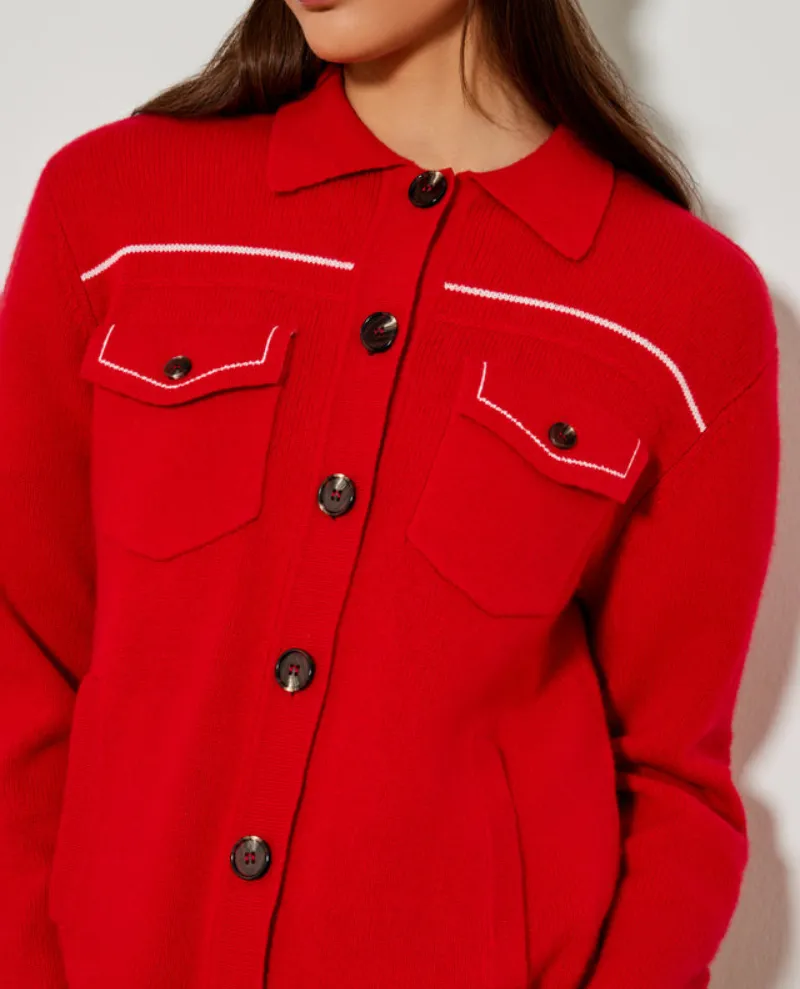 Five Lipstick Red Cashmere Mix Cardigan