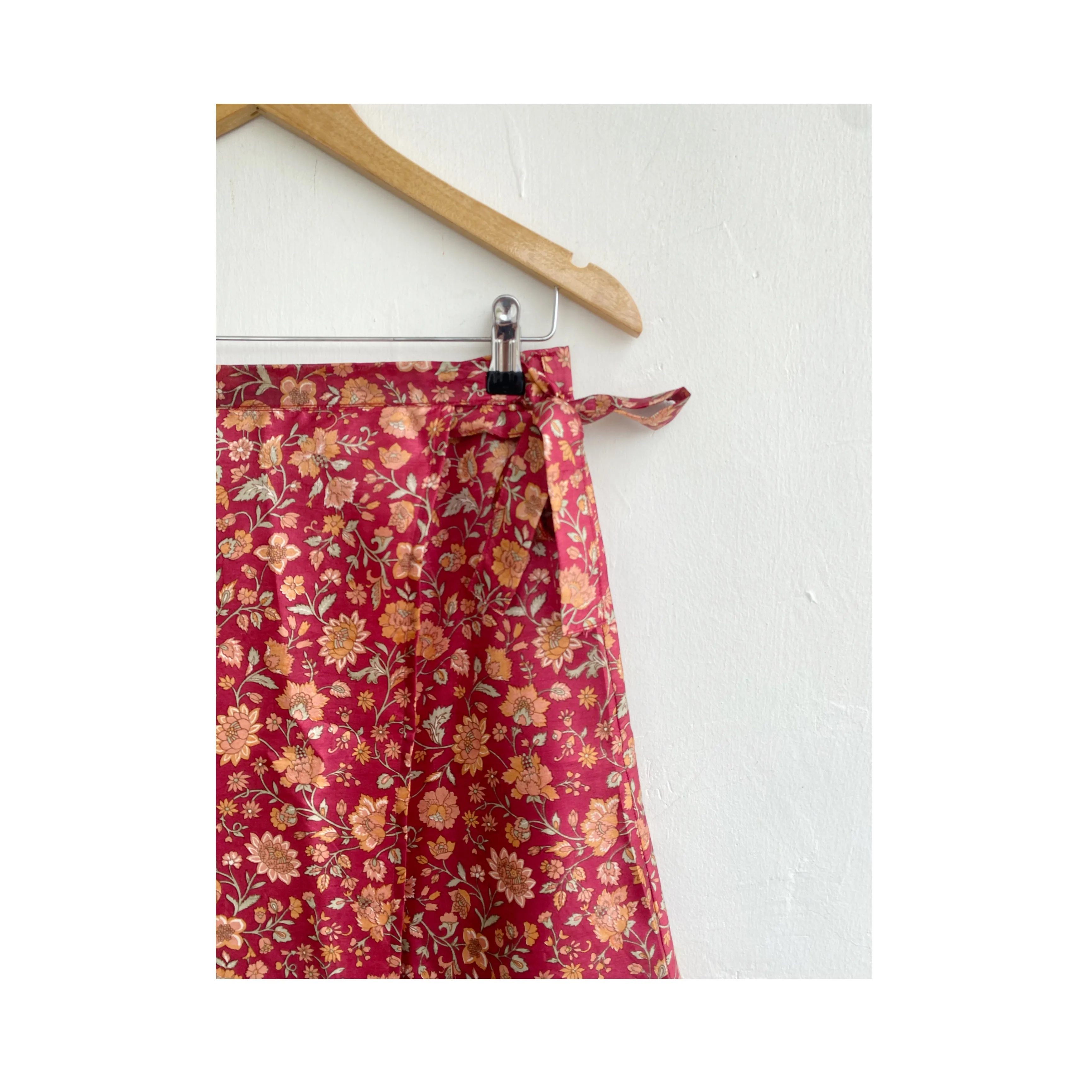 Floral silk wrap skirt