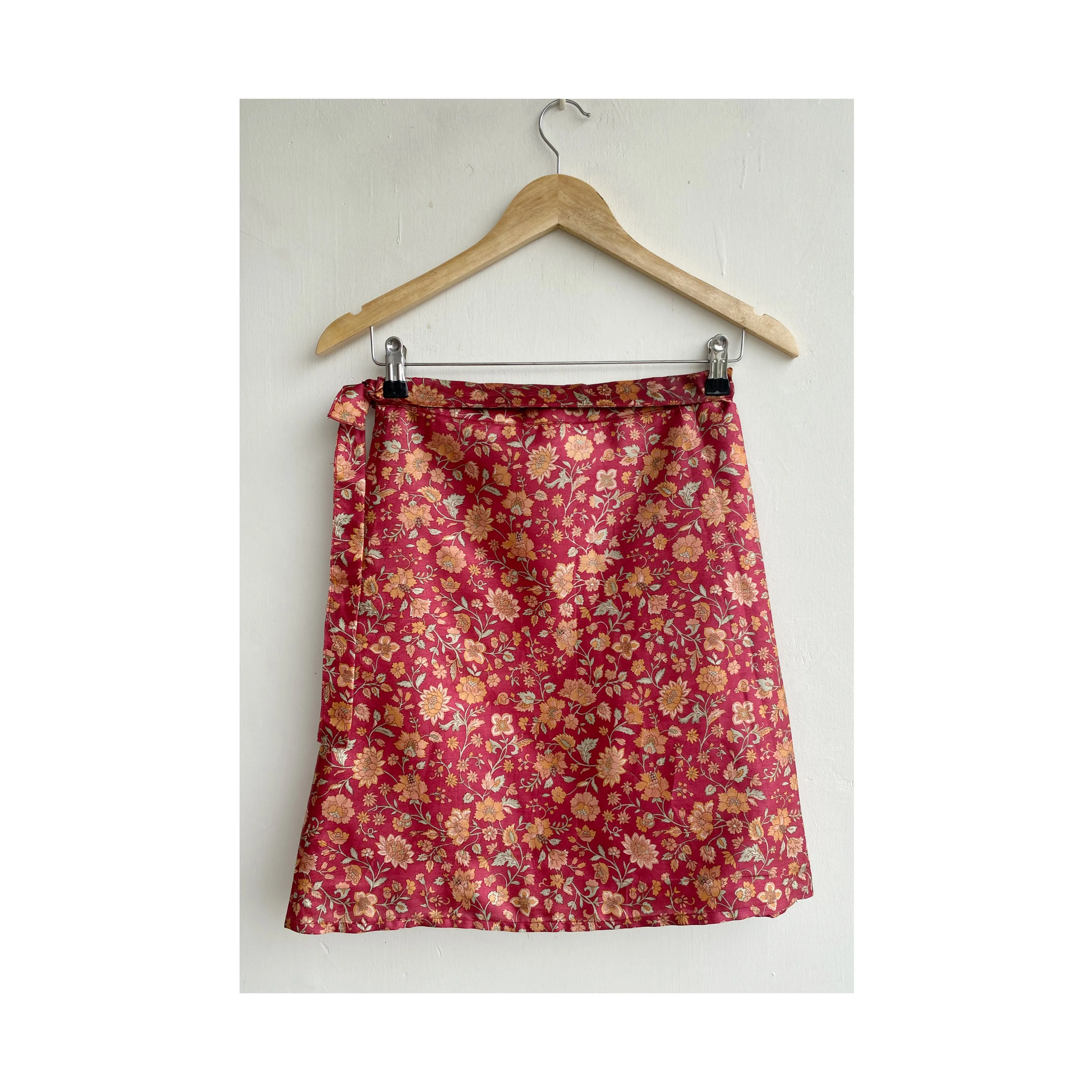 Floral silk wrap skirt