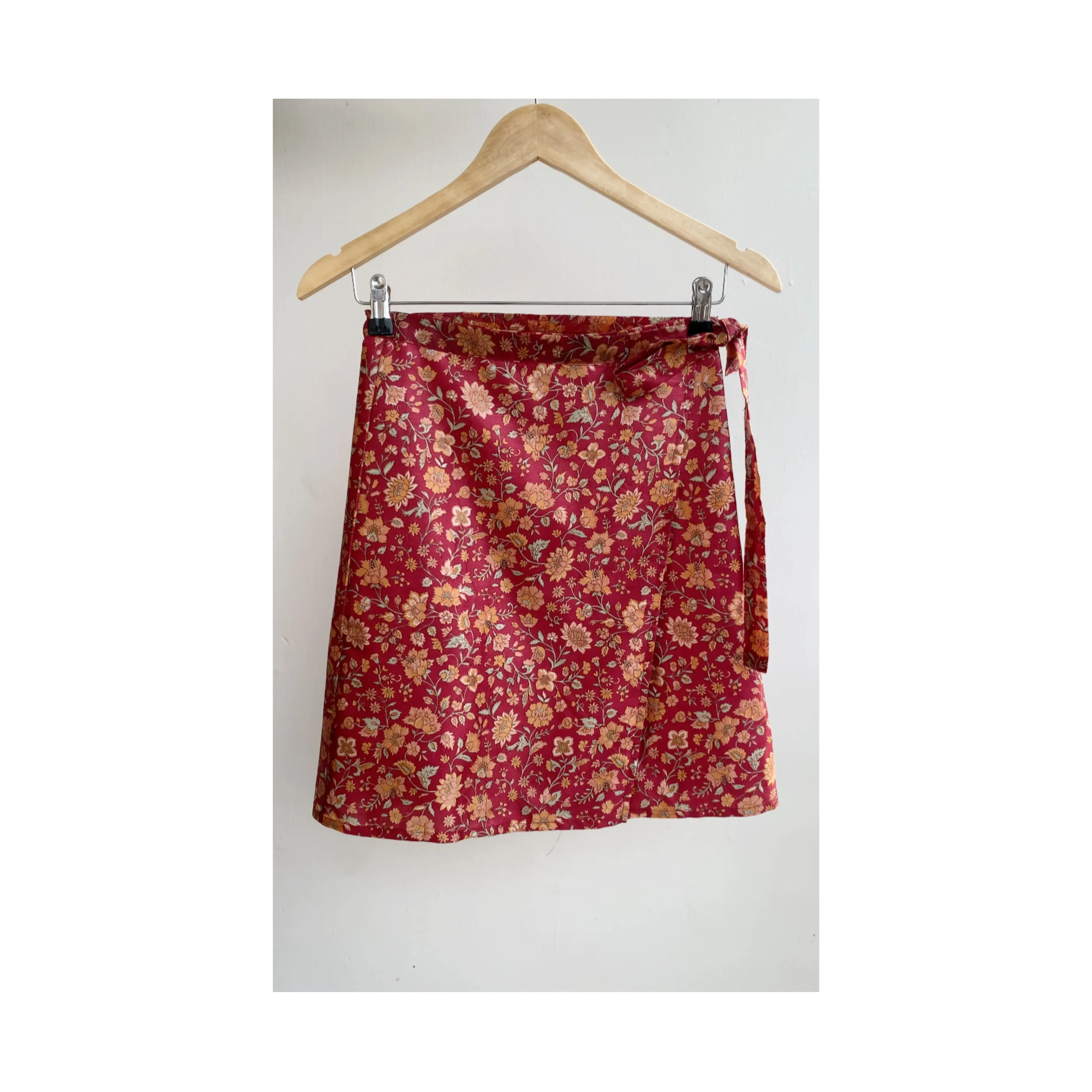 Floral silk wrap skirt