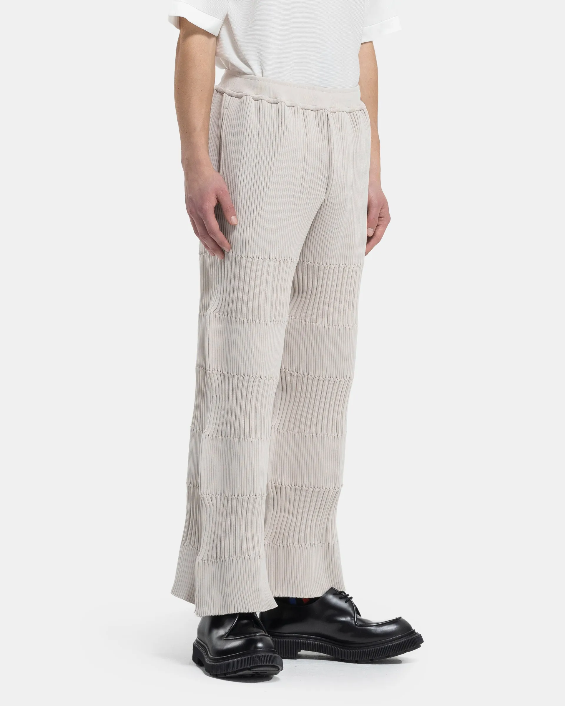 Fluted Straight Leg Pants in Light Beige