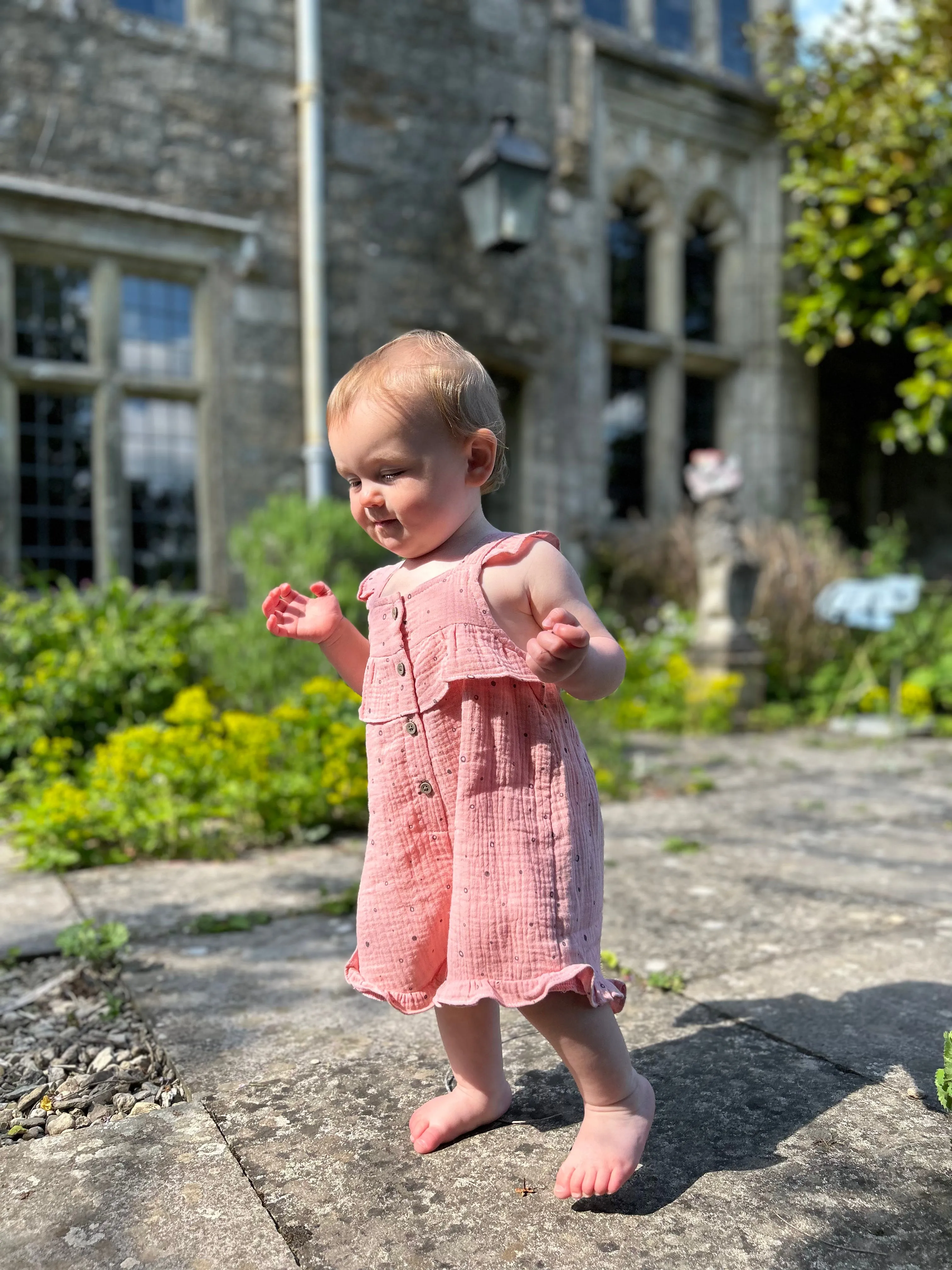 Freya Overalls in Pink Polka Dots