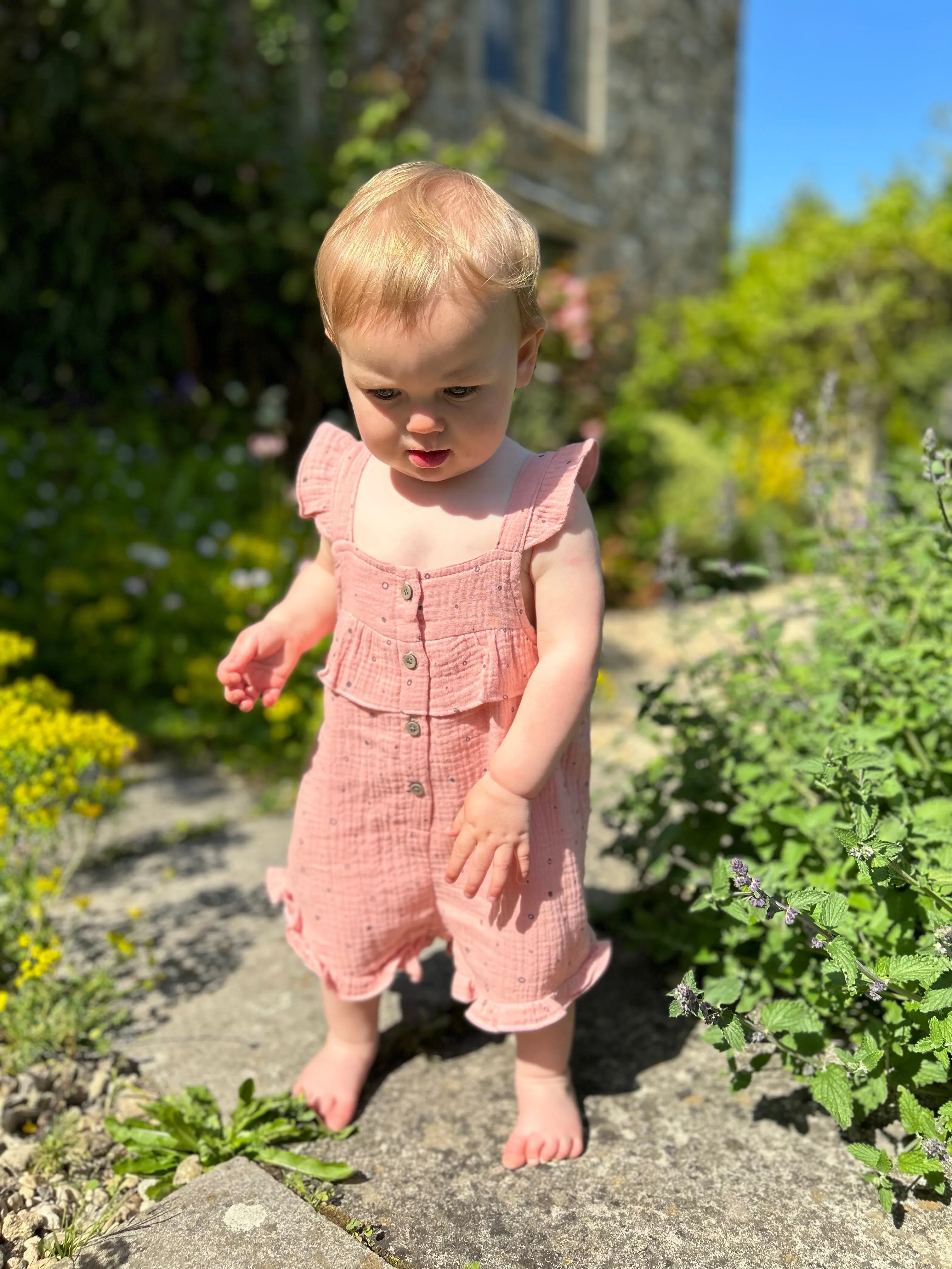 Freya Overalls in Pink Polka Dots