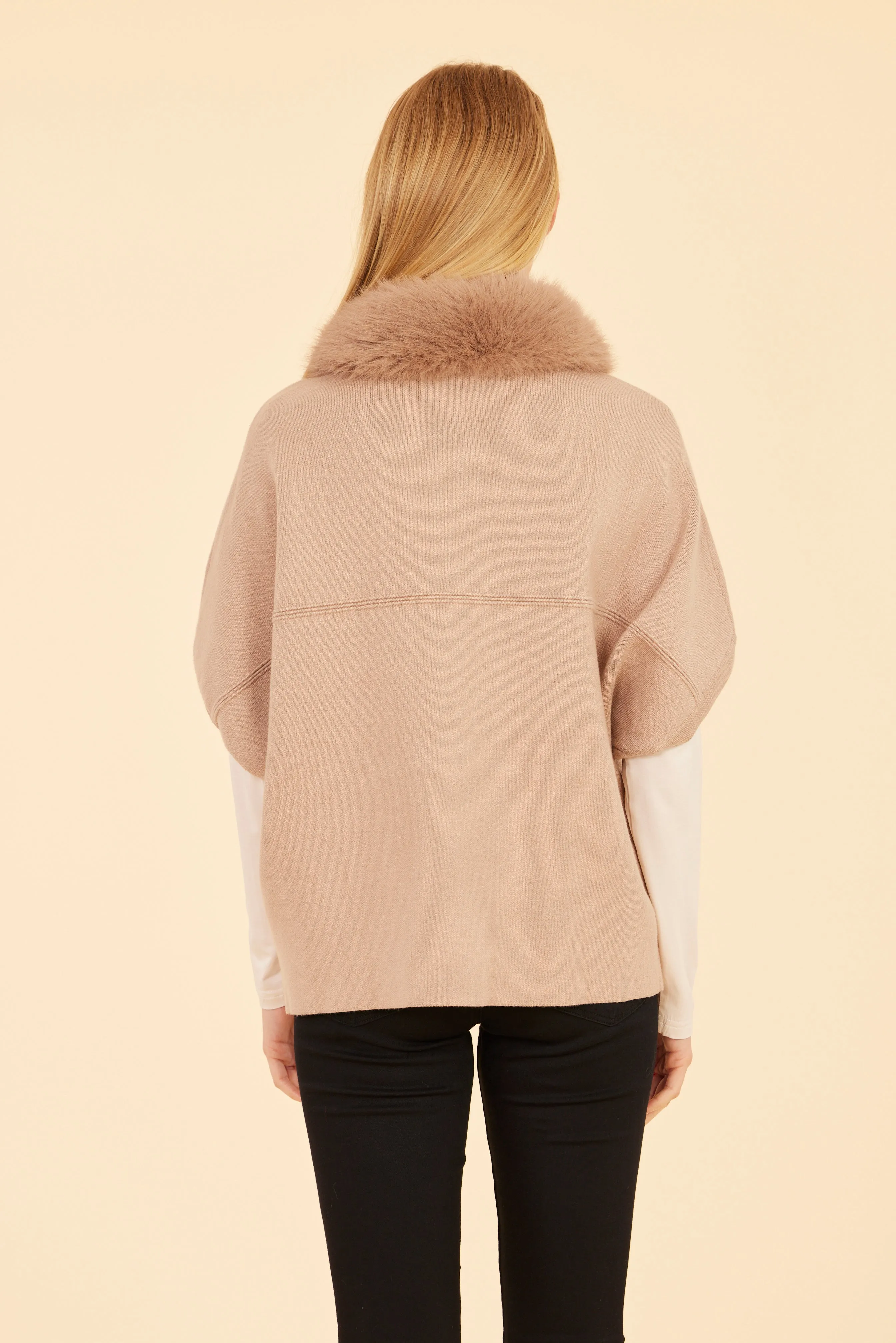 FW'24 Faux Fur Collar Short Sleeved Cardigan