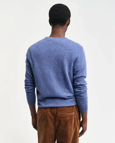 GANT - Extrafine Lambswool C-Neck, Stone Blue Melange